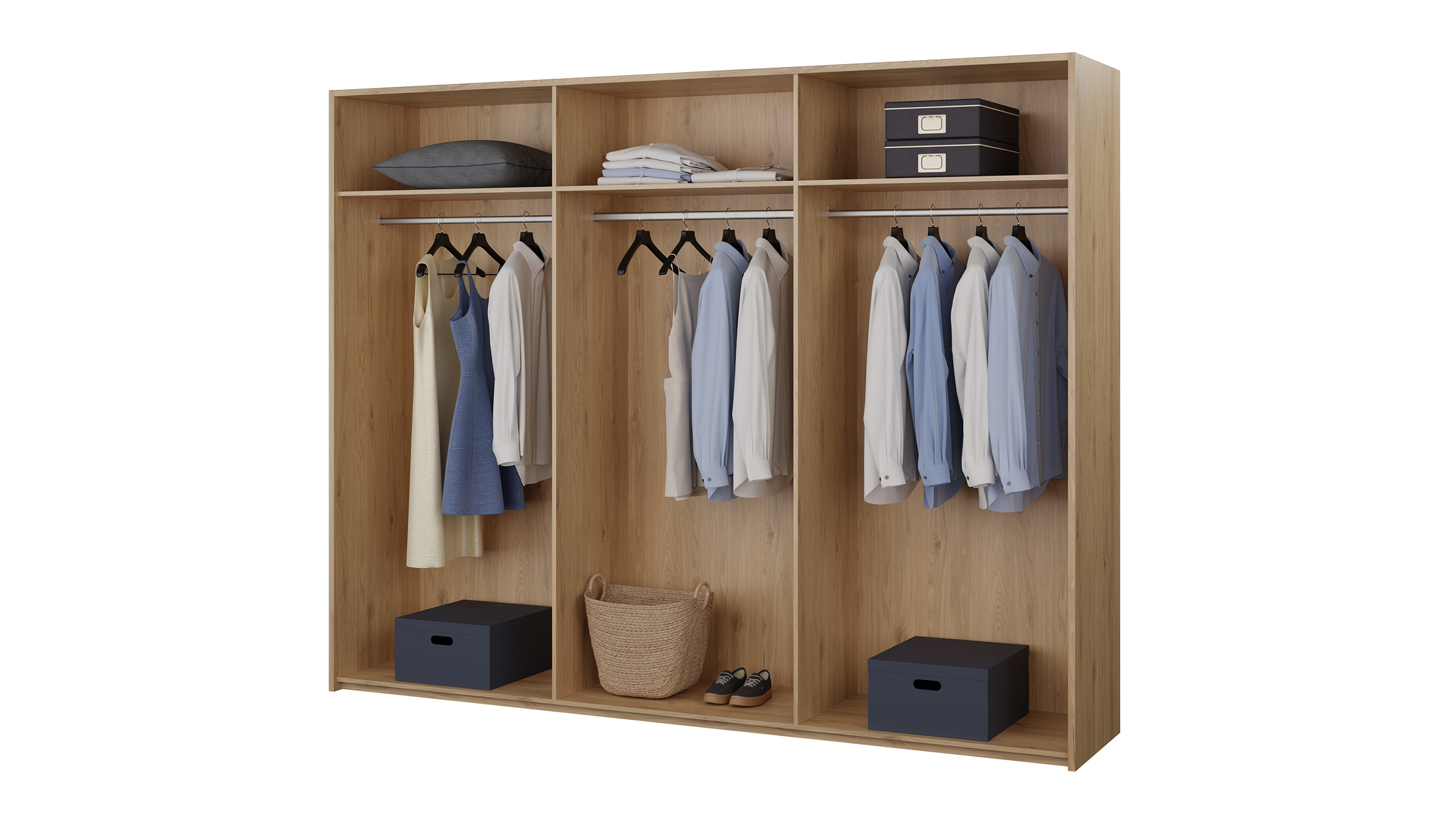 Kleiderschrank Wildeiche grau 266 cm - 6-türig - VALPECULA 