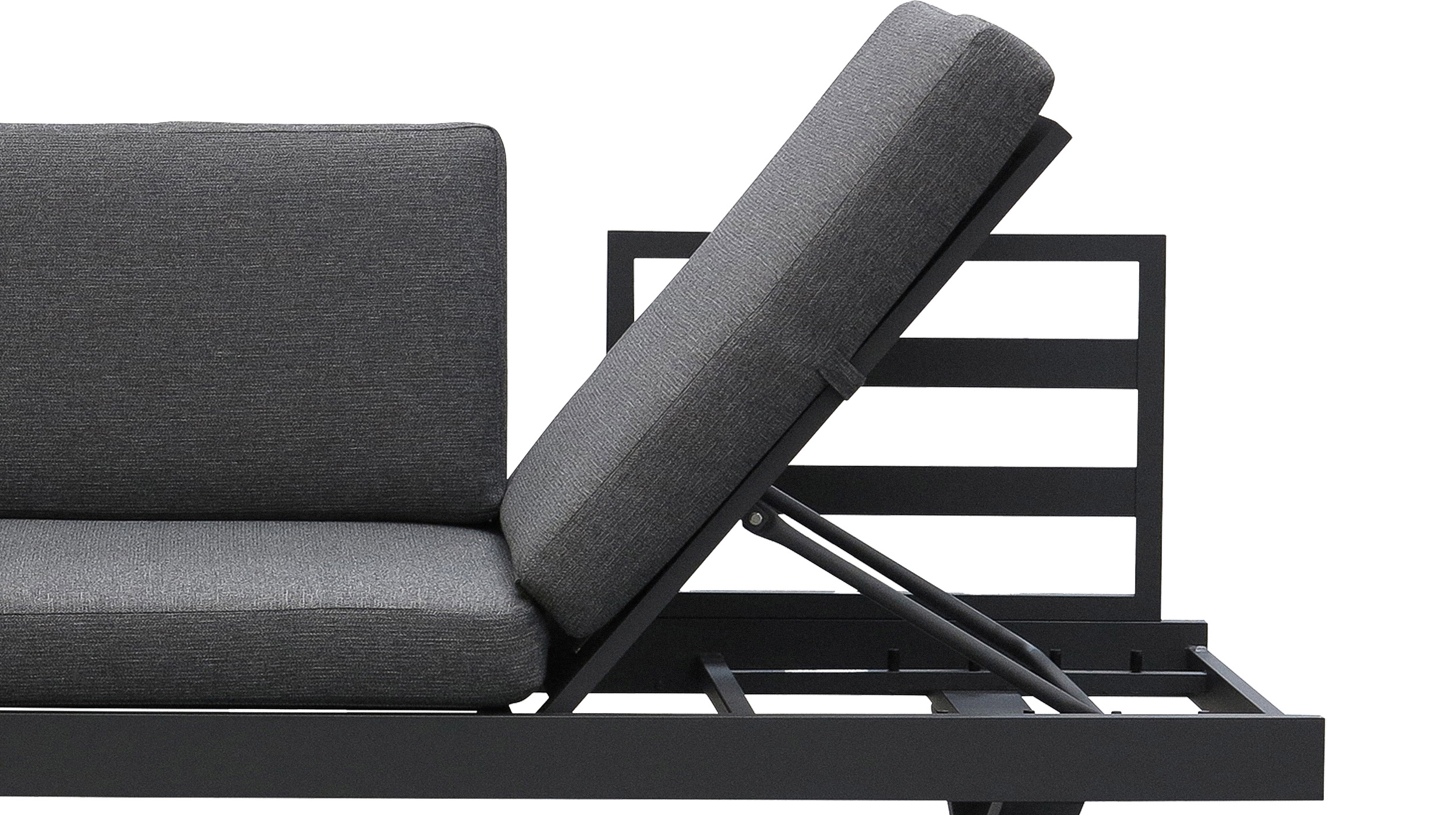 Gartenlounge grau 198 x 72 cm - rechts verstellbar - CALINA