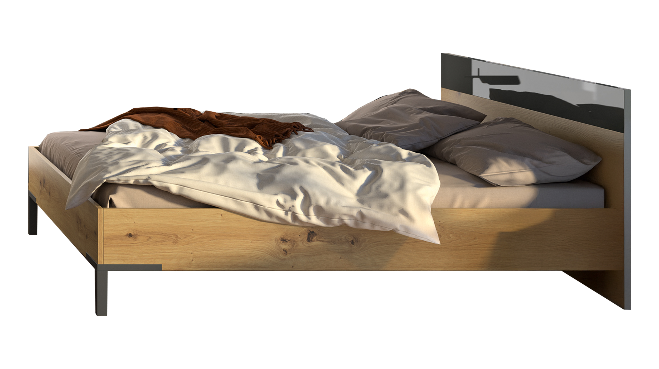 Doppelbett Futonbett 180 x 200 cm Artisan Eiche - SPOSAMI