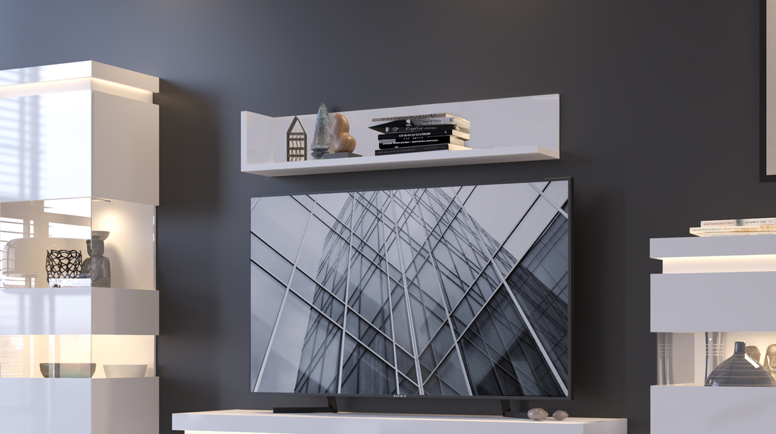 Wandboard weiß Hochglanz 120 cm - LYON