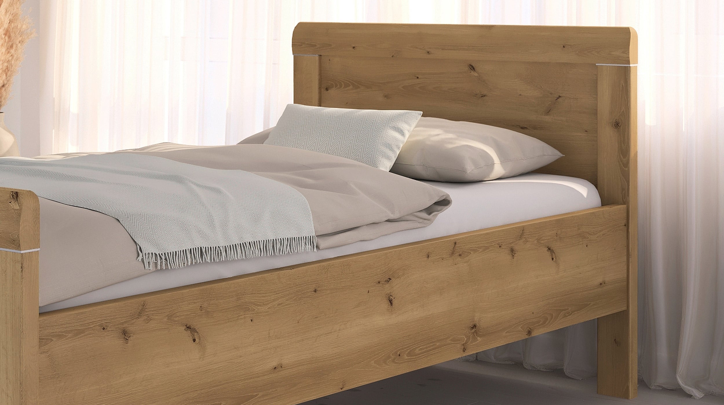 Einzelbett Futonbett 100 x 200 cm Asteiche - EVELYN