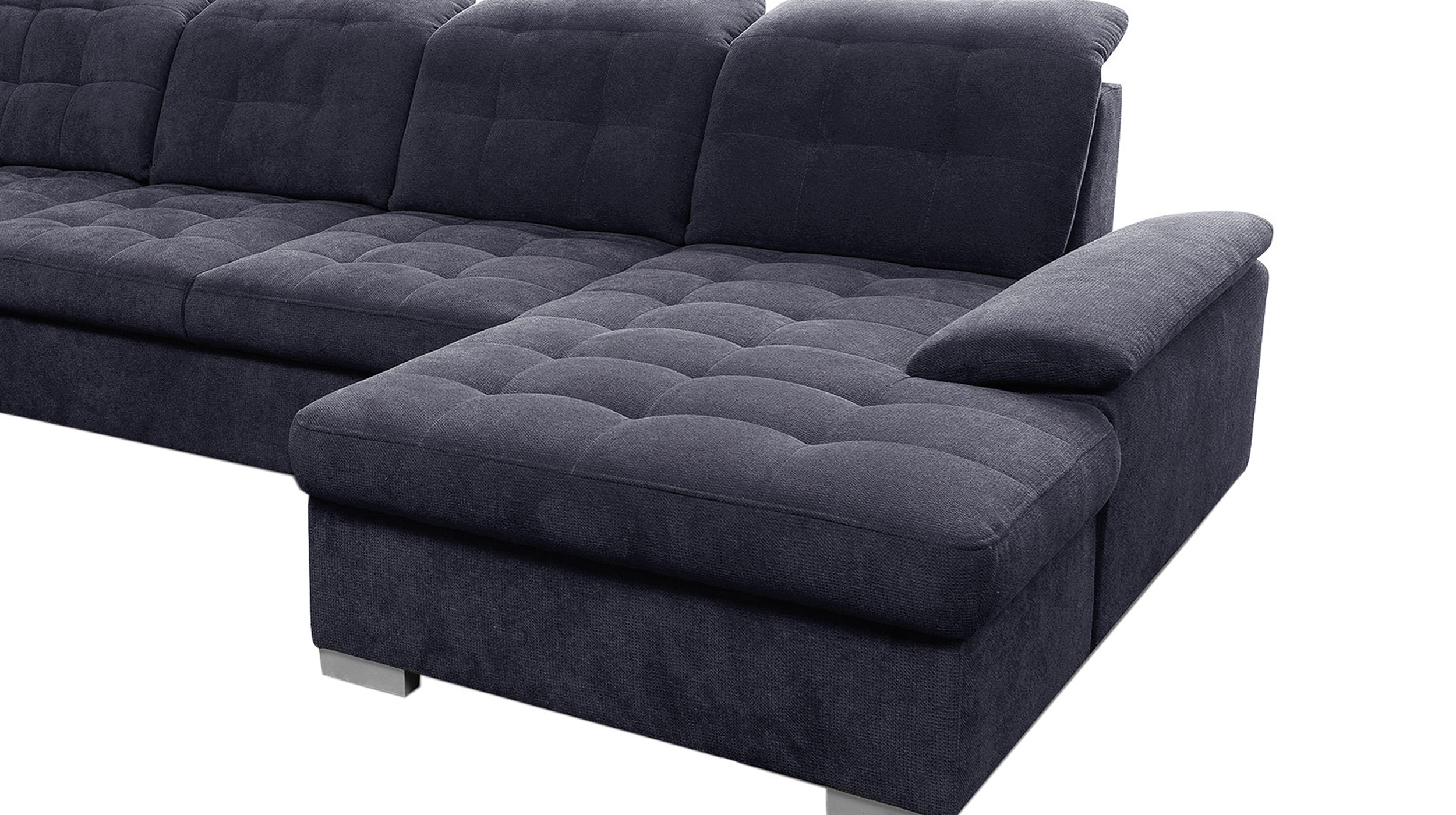 Wohnlandschaft Schlaffunktion dunkelblau Bettkasten 343 cm - VIKTOR