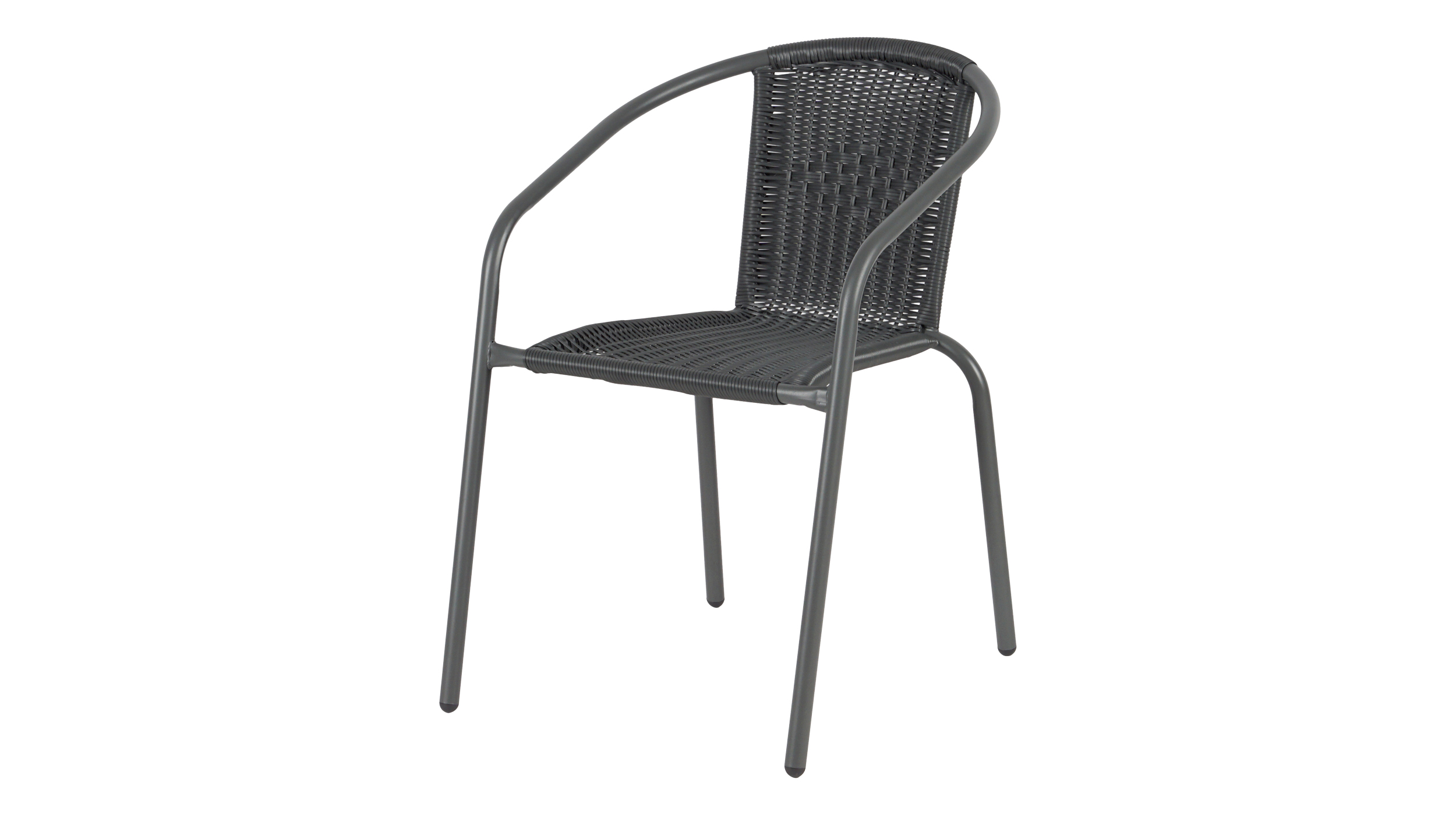 Gartenstuhl Polyrattan schwarz mit Armlehnen - ELEN