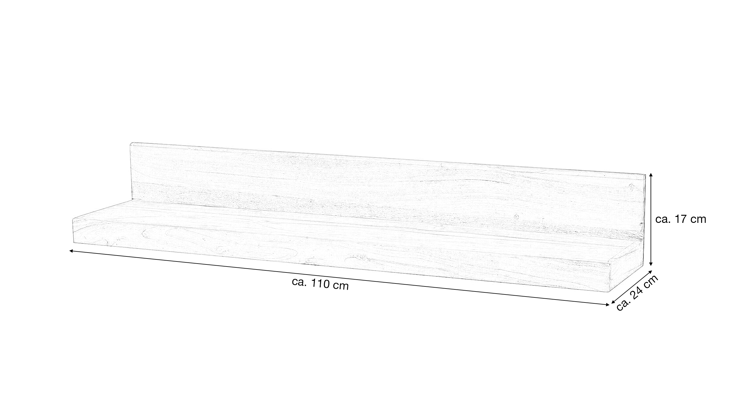 Wandboard Akazie massiv lackiert - 110 cm - METTE 