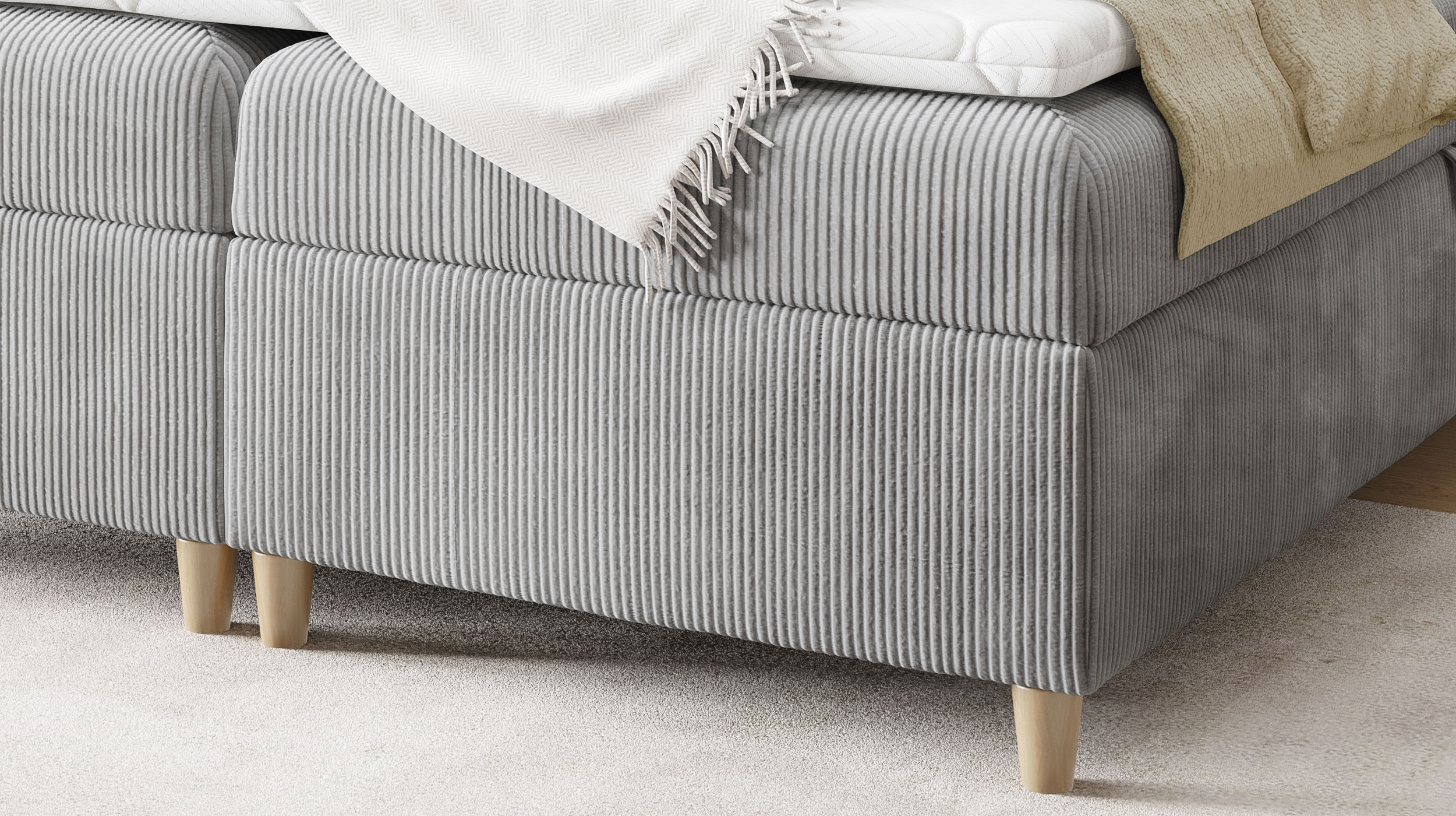 Boxbett Cord grau 160 x 200 cm - Bettkasten - ADORA