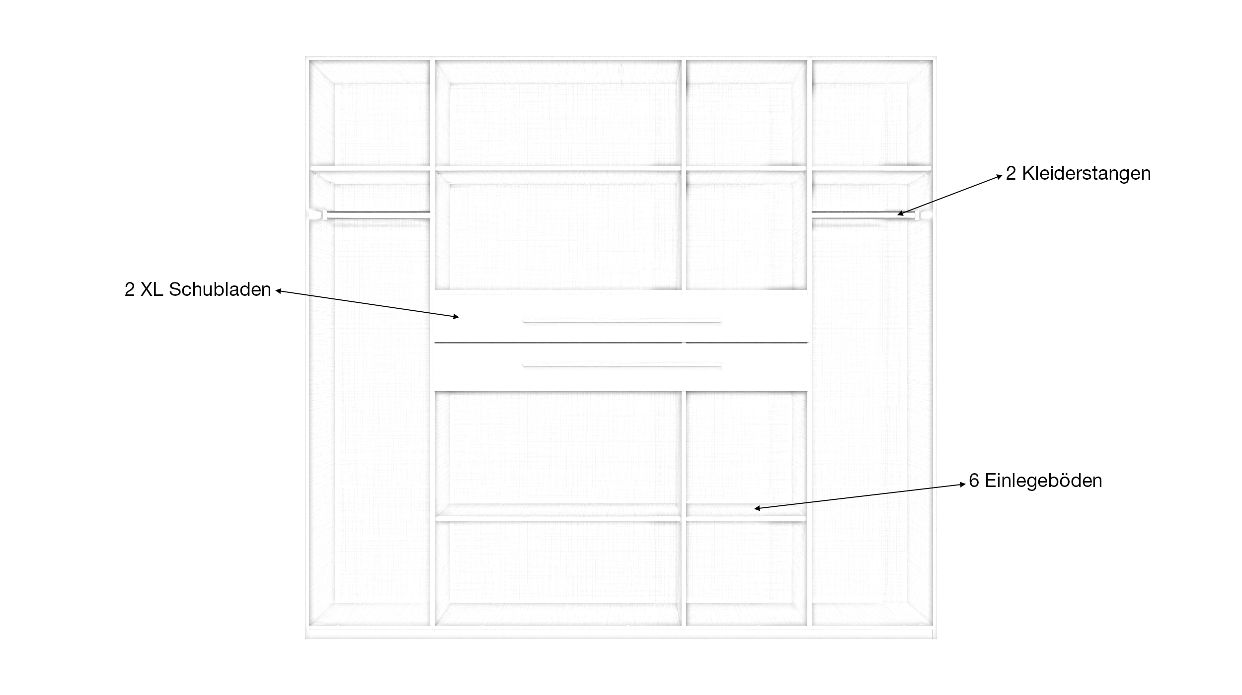 Kleiderschrank weiß anthrazit 225 cm 8-türig - DIGIT