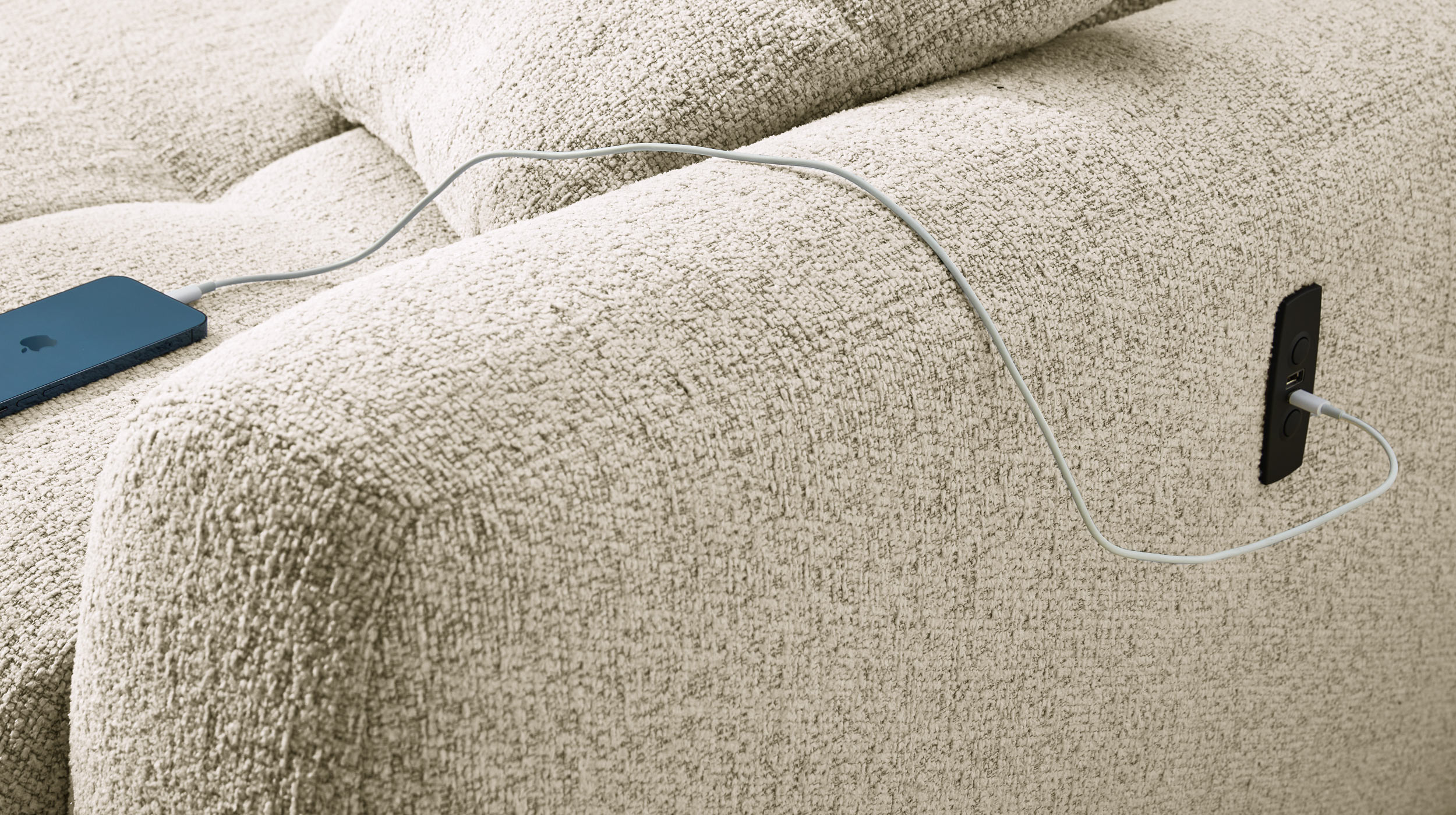 Ecksofa elektrisch ausfahrbar beige 270 cm - MOVE