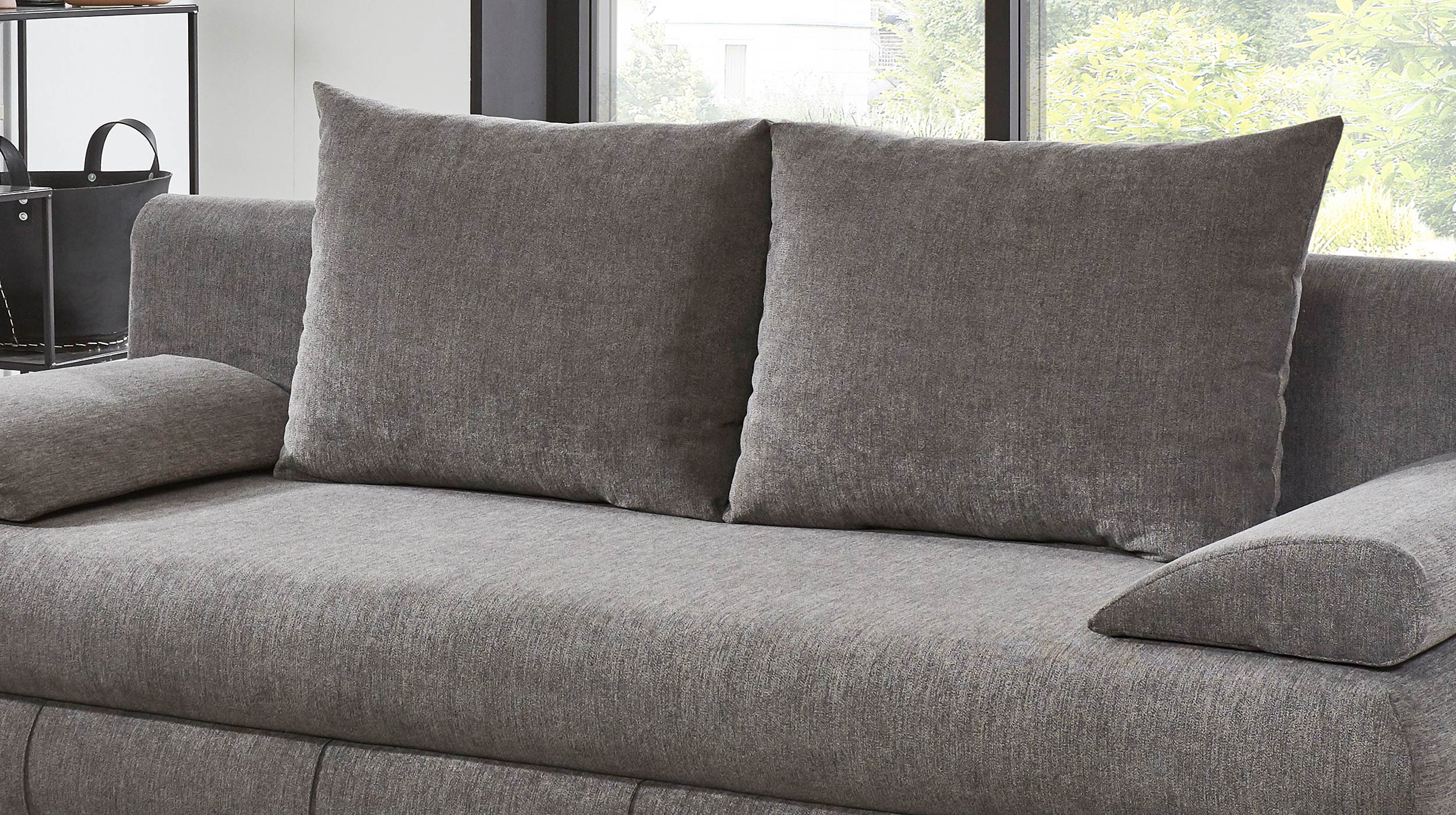 Schlafsofa taupe Bettkasten ausziehbar Federkern 196 cm - BENFELD