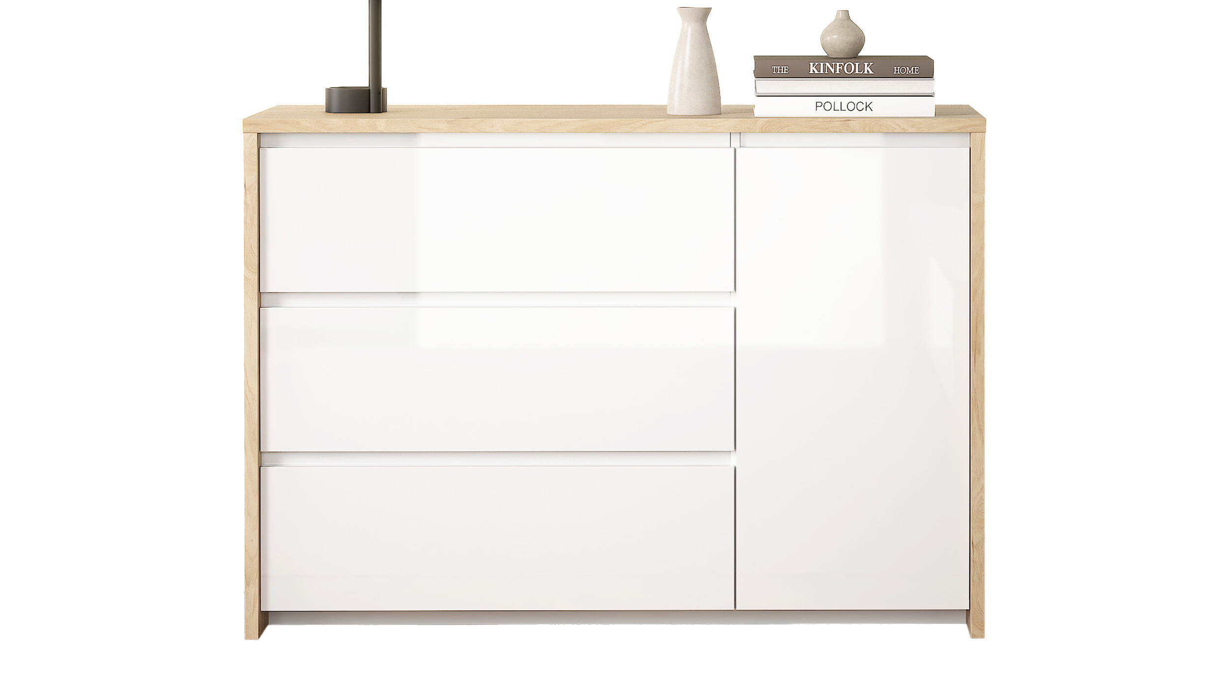 Kommode weiß hochglanz - Jackson Hickory 119 cm x 48 cm - NEXT