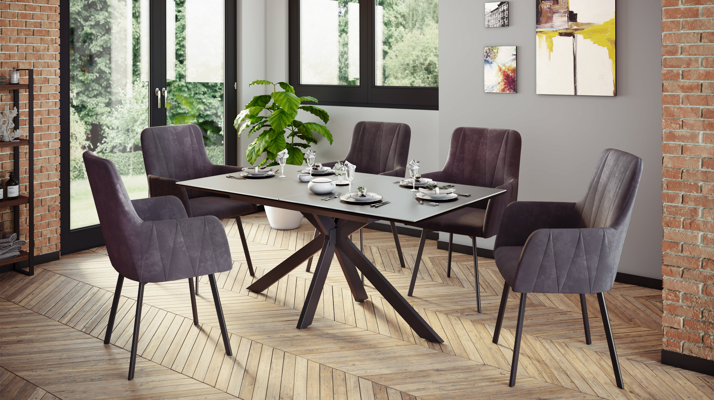 Armlehnstuhl anthrazit Drehstuhl Esszimmerstuhl - GESA