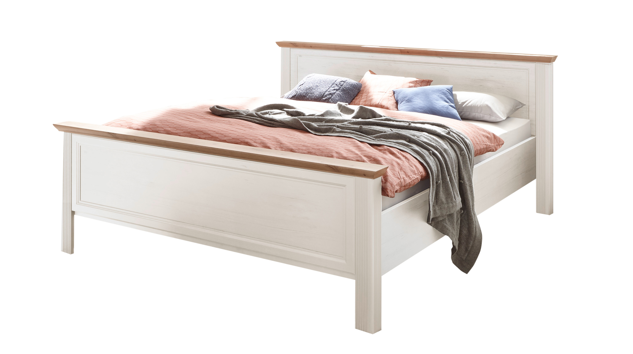 Futonbett Doppelbett 180 x 200 cm Pinie weiß - Artisan Eiche - JASMIN