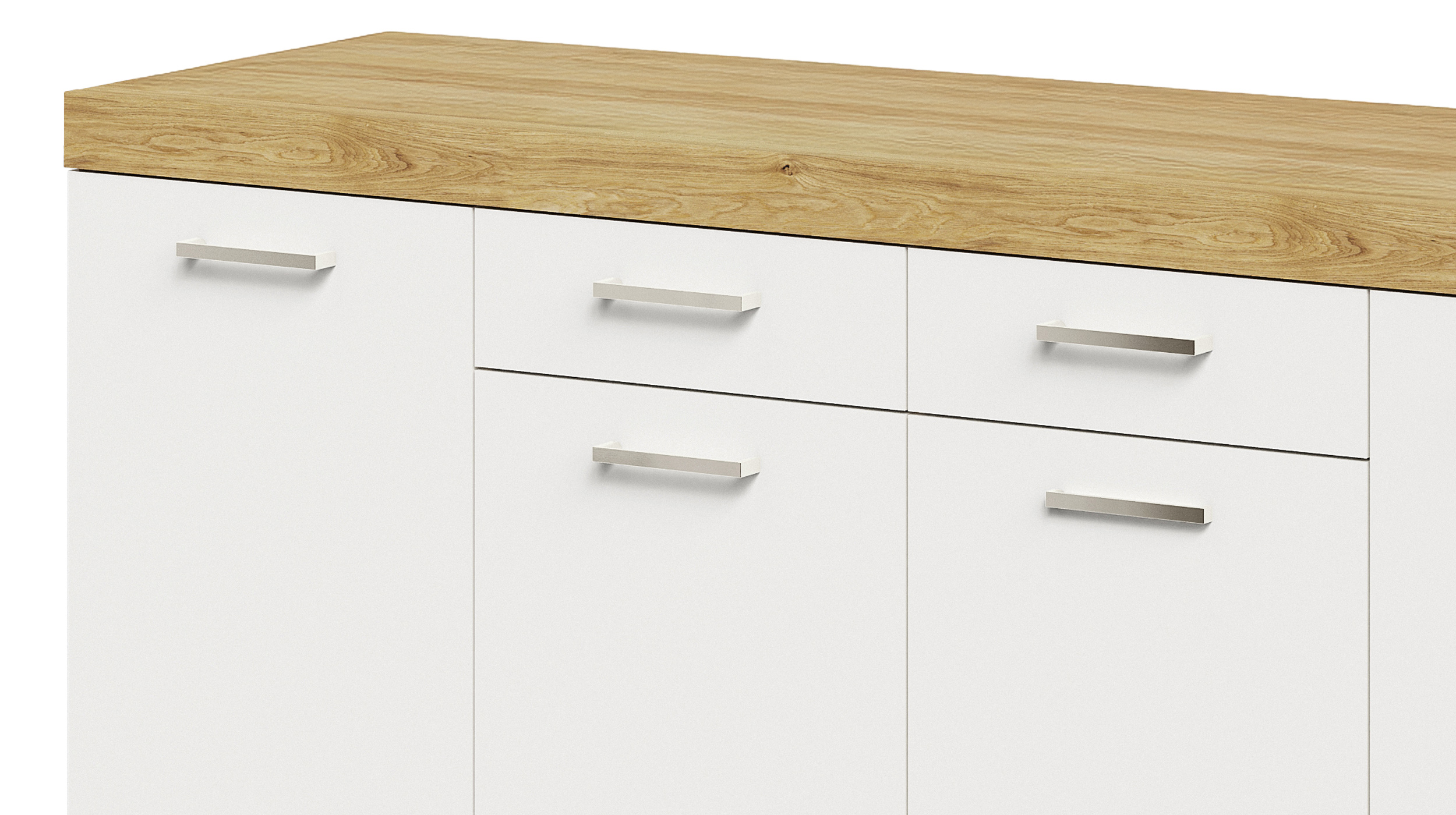 Kommode weiß Artisan Eiche 160 x 50 cm - 2 Schubladen - BRISTOL