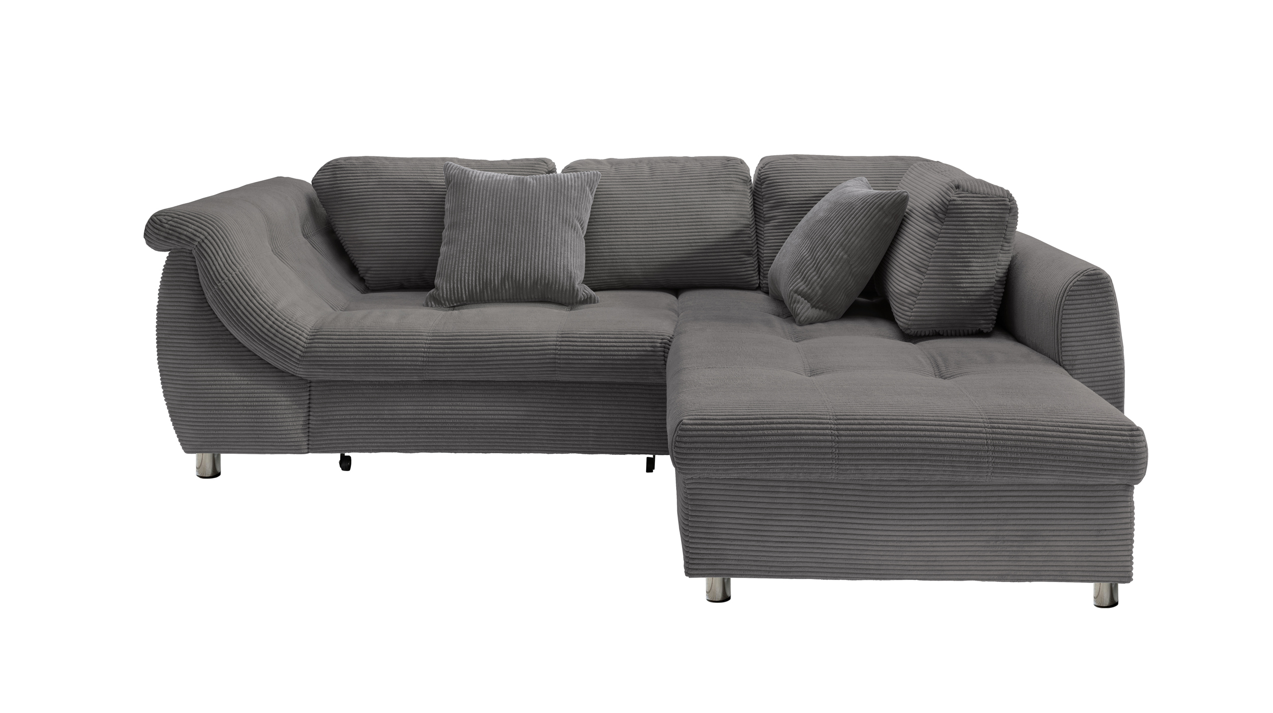 Ecksofa Cord grau Schlaffunktion Bettkasten OT rechts - LUNARO