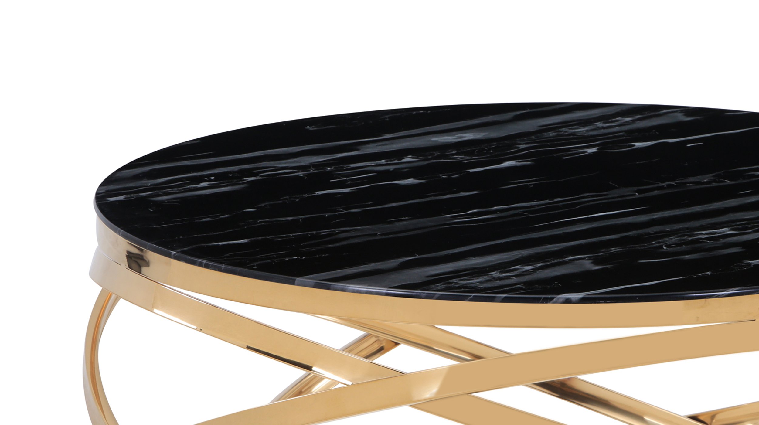 Couchtisch Glas Marmor-Optik goldfarben 90 x 90 cm - GALINA