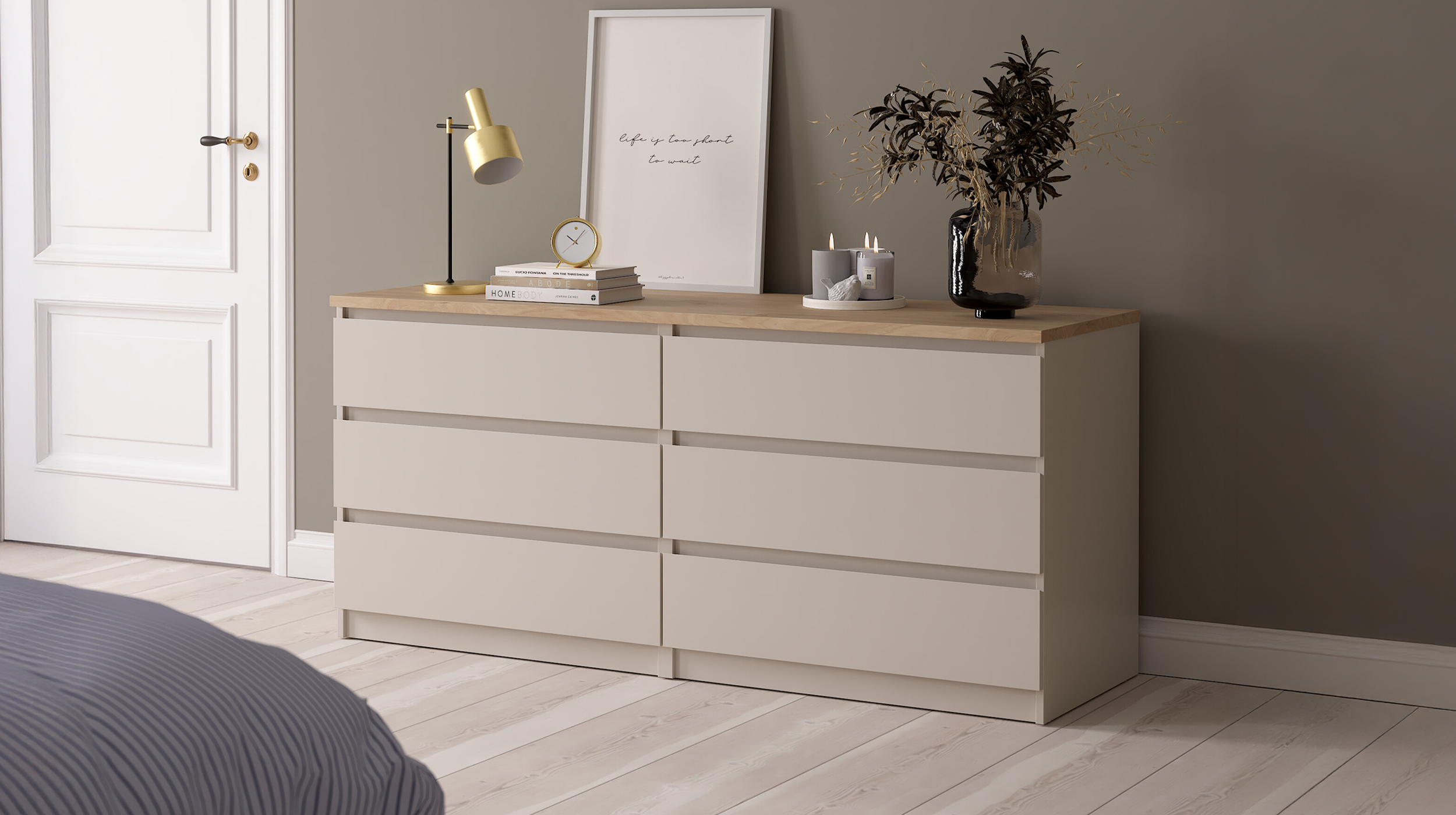 Kommode mit 6 Schubladen beige - Jackson Hickory 154 cm - NAIA Kommode mit 6 Schubladen beige - Jackson Hickory 154 cm - NAIA