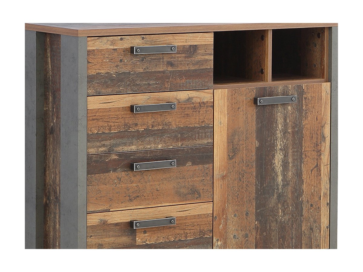 Sideboard mit 4 Schubladen Old Wood Vintage - Betonoptik 107 cm - CLIF