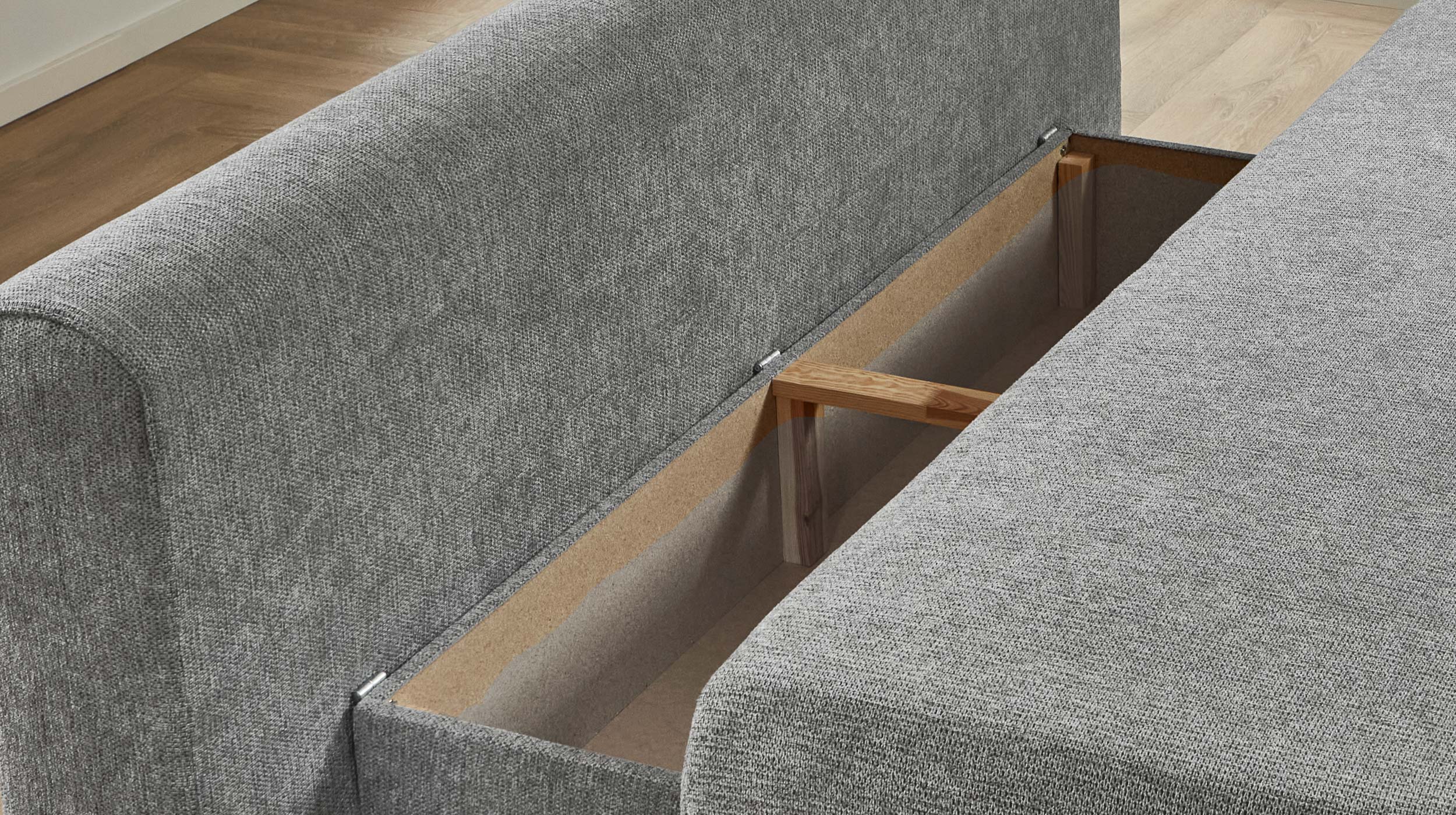 Schlafsofa mit Bettkasten grau 199 x 95 cm - BORNA