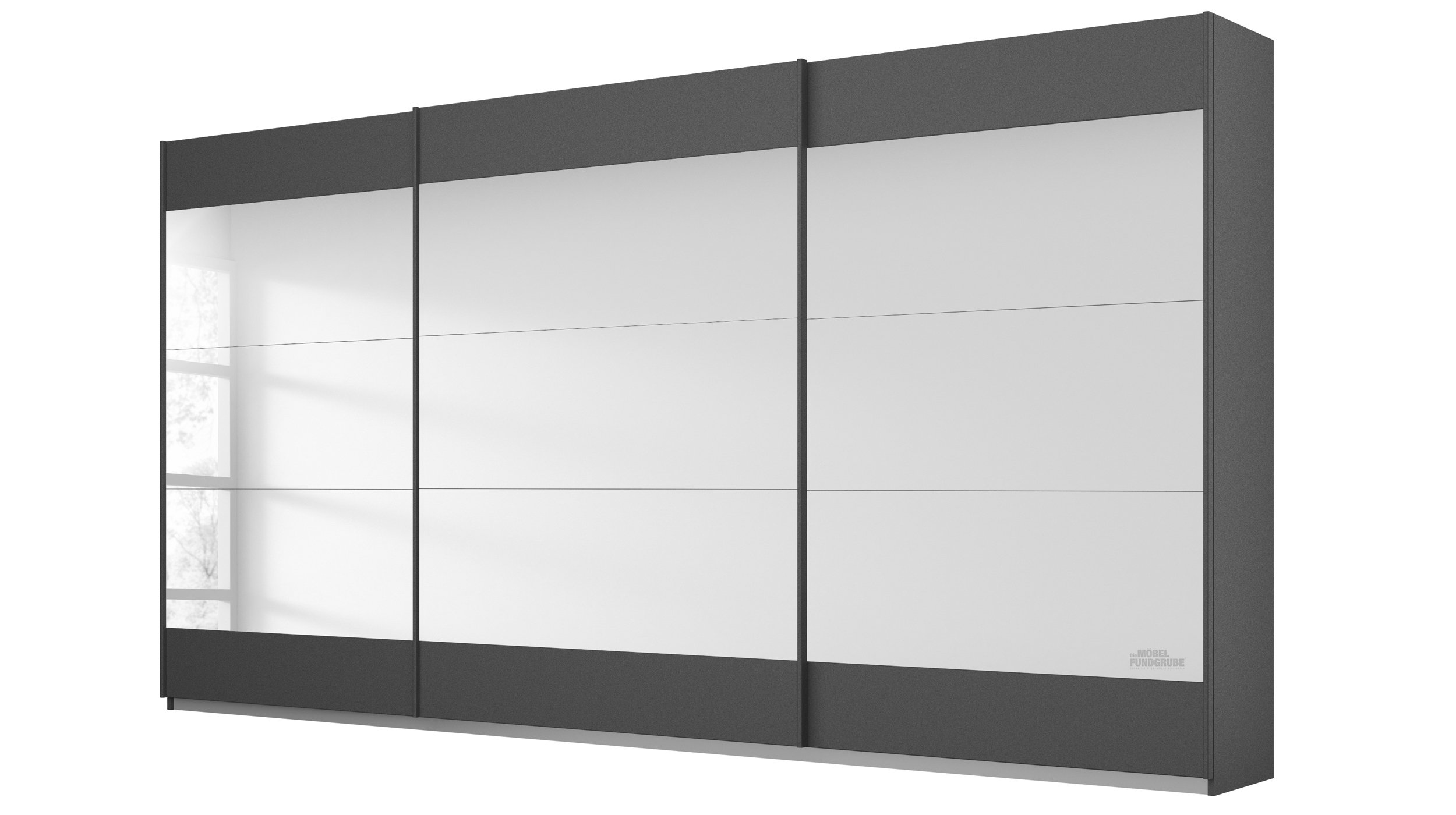Schwebetürenschrank grau - metallic 360 cm 3-türig - MALIBU