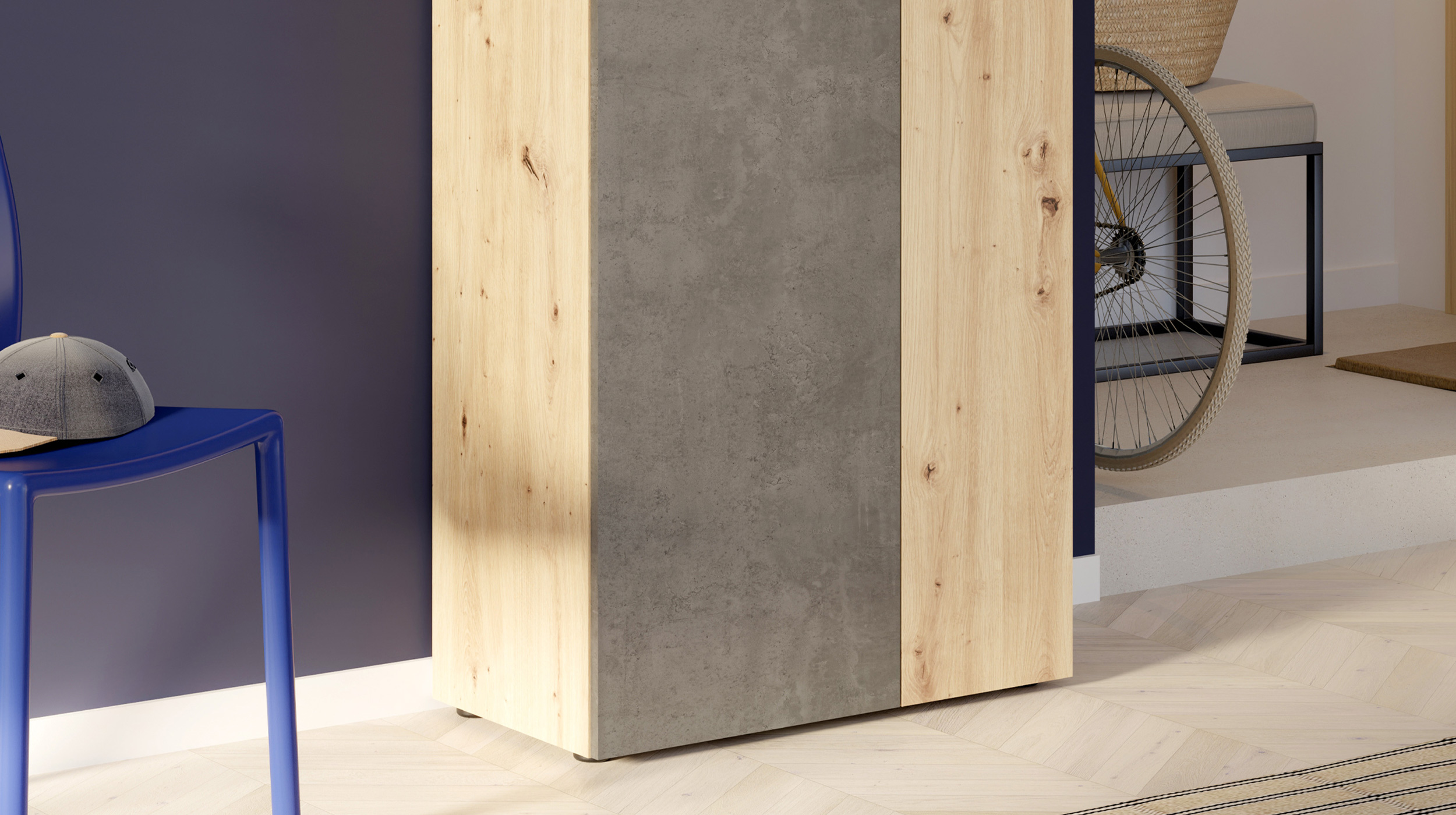 Mehrzweckschrank Artisan Eiche - Betonoptik 69 x 181 cm - NET