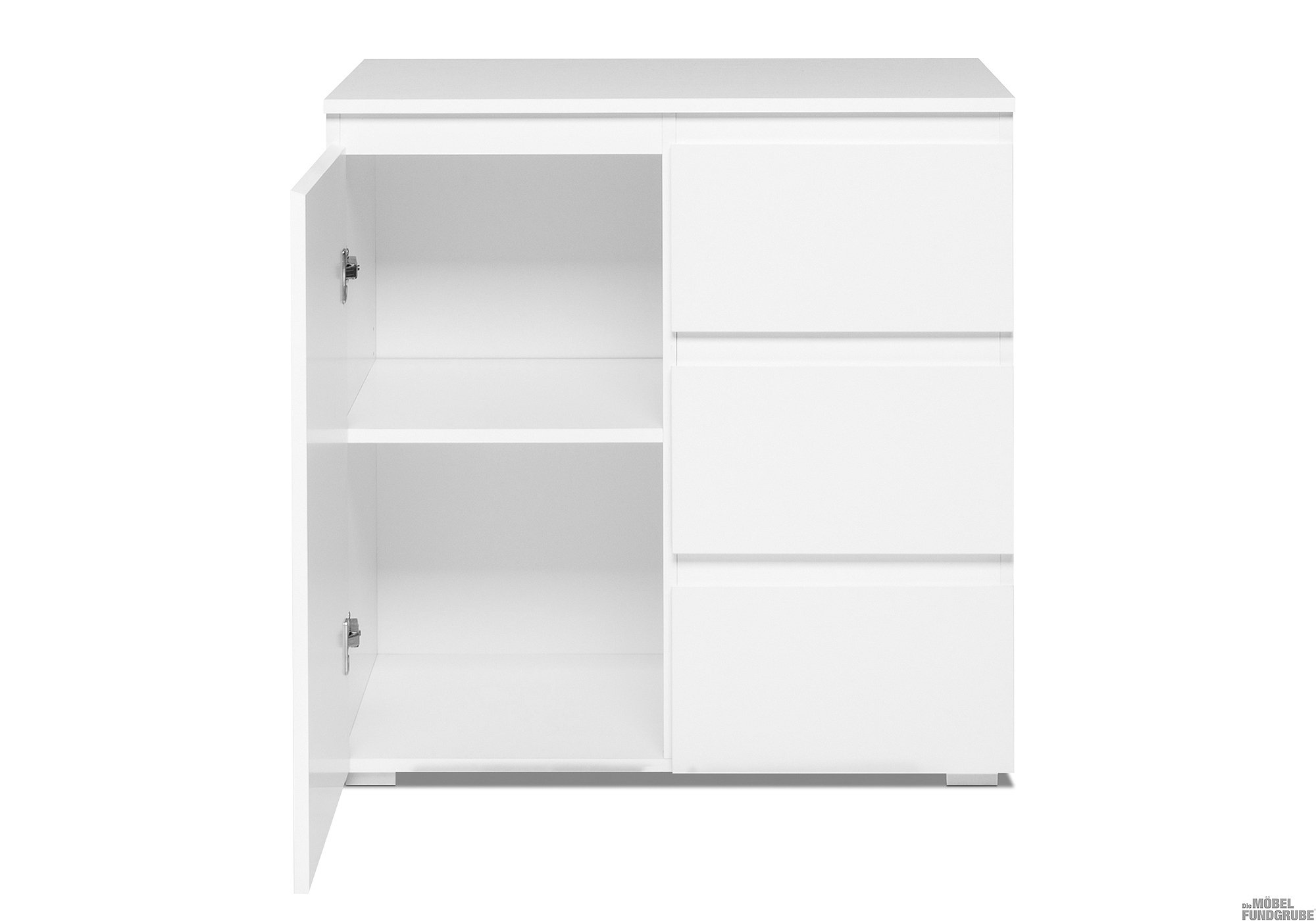Kommode mit 1 Tür und 3 Schubladen weiß matt 80 cm - IMAGE