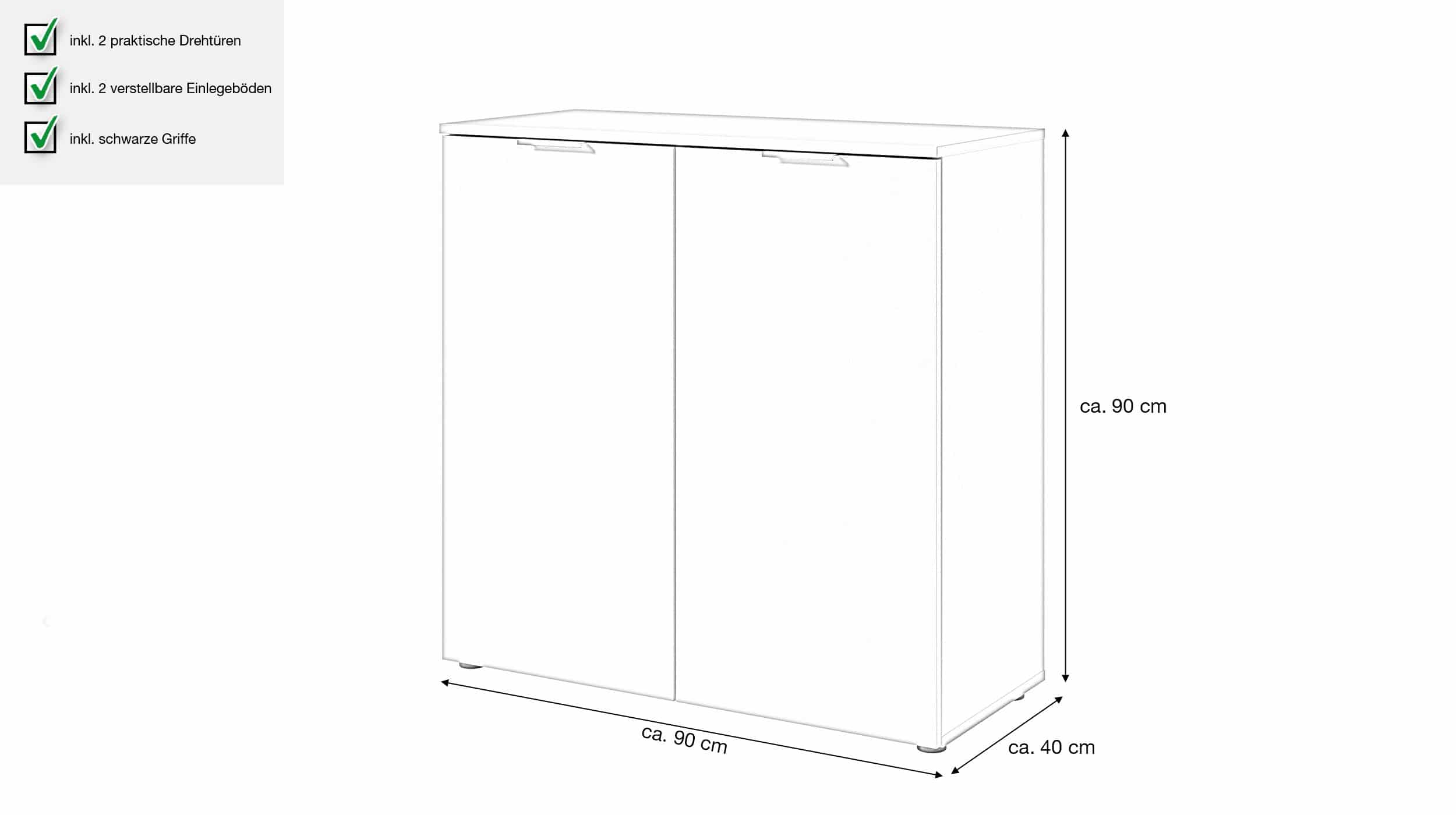 Kommode grün 90 x 40 cm - 2-türig - LINZ
