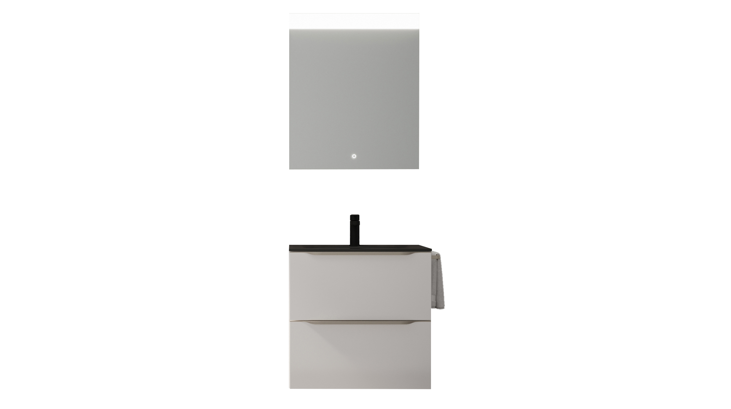 Badmöbel-Set weiß Glanz - 2-Teile - Waschtisch 60 cm - FRANA