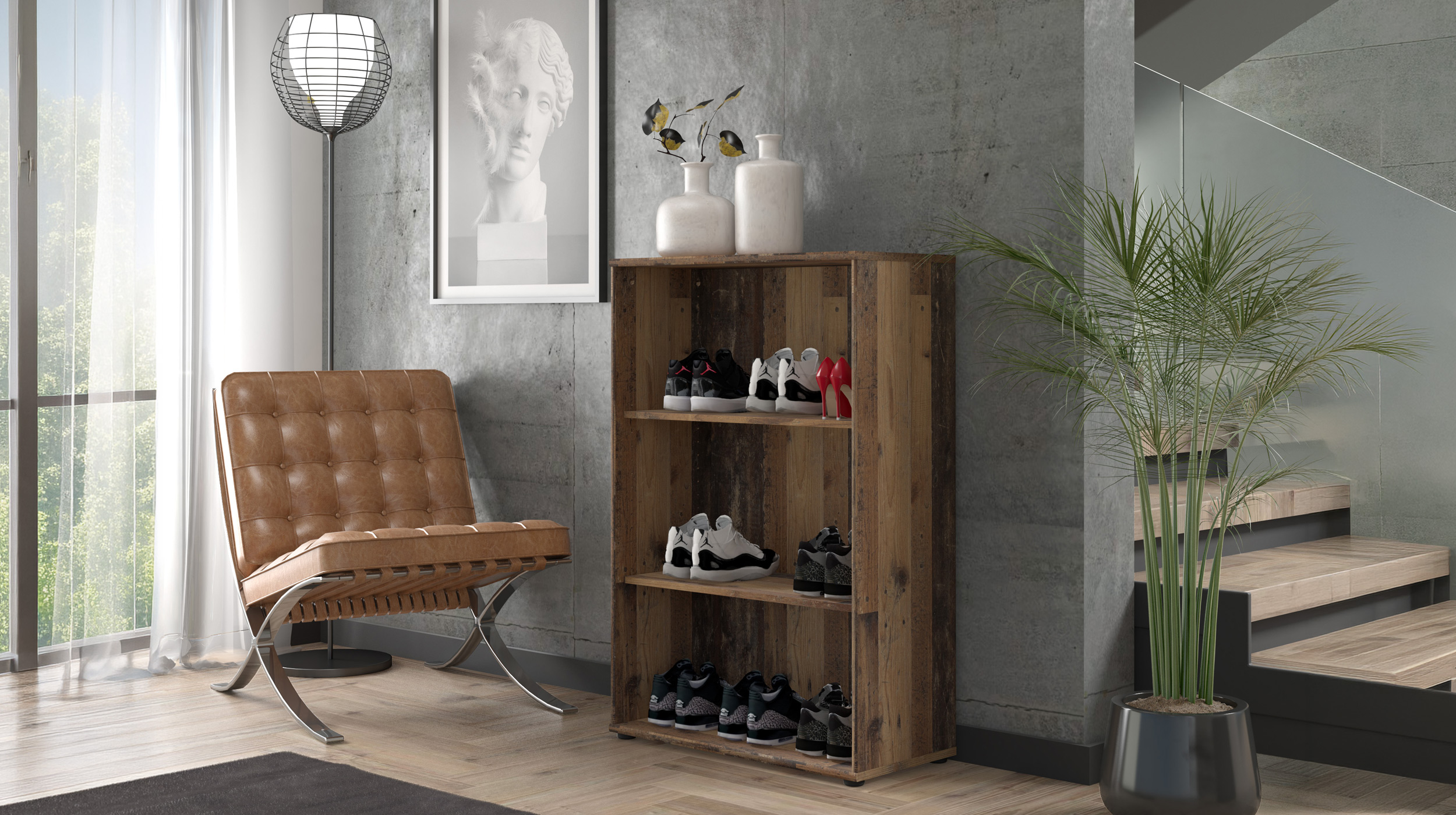 Bücherregal Büroregal Old Wood 198 x 74 cm - TEMPRA