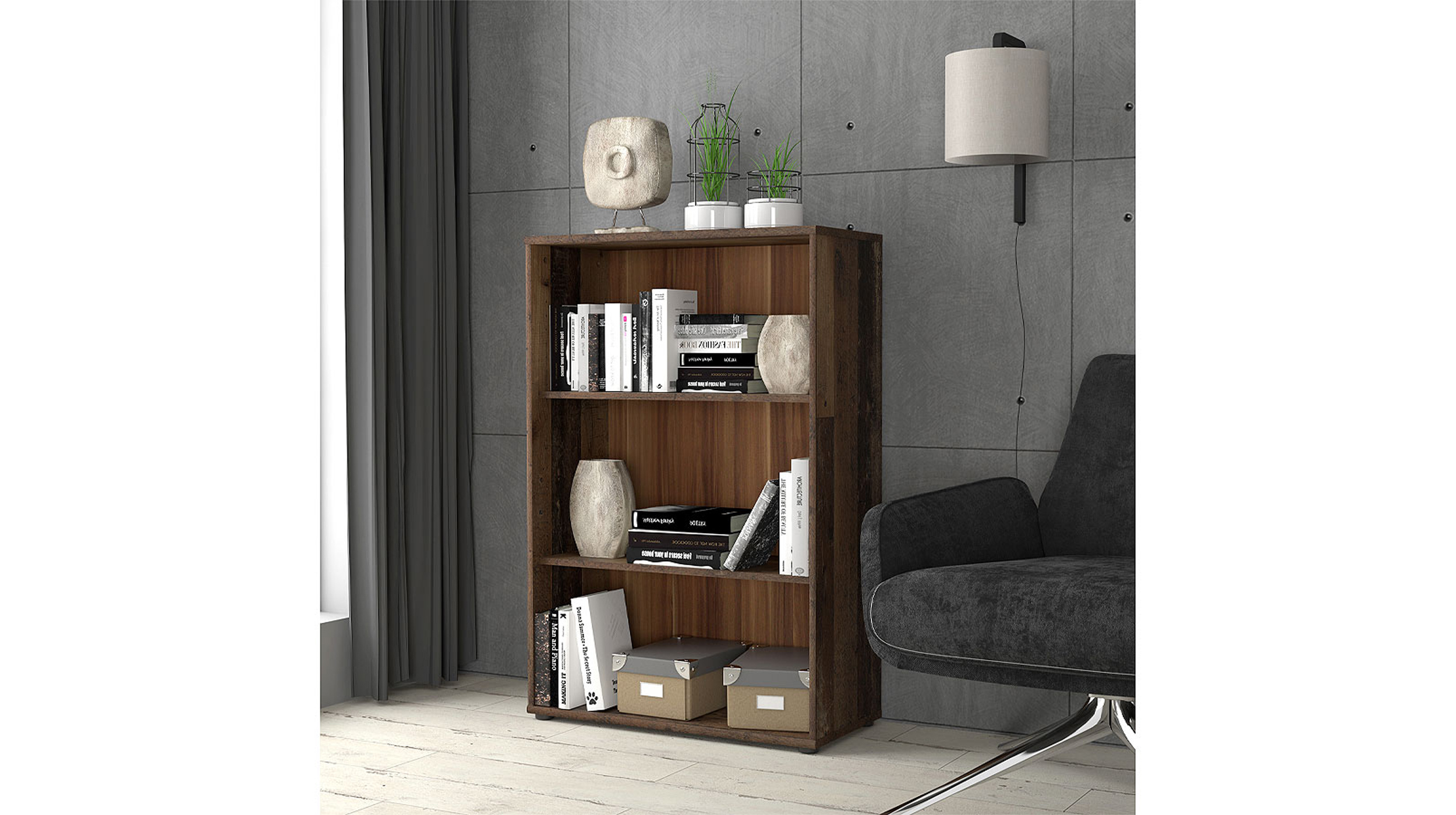 Bücherregal Standregal Old Wood B 74 x H 111 cm - TEMPRA