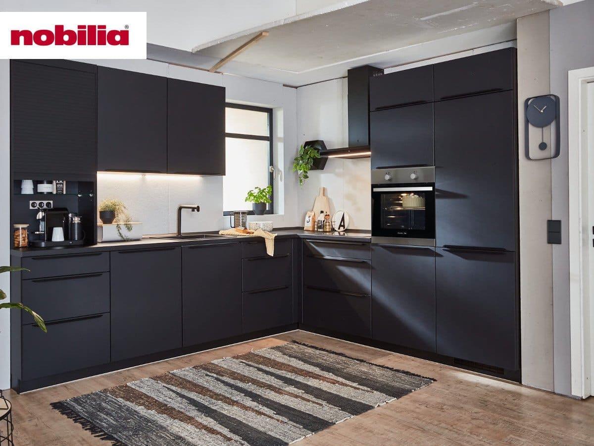 Eckküche 305 x 265 cm - mit Geräten - Küchenfronten Lack matt - EASYTOUC