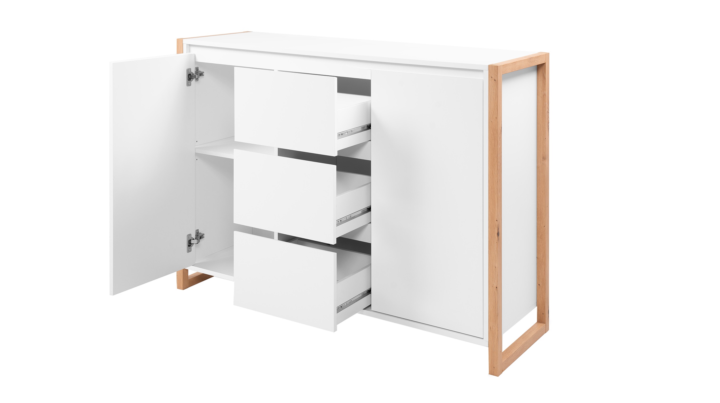 Kommode weiß Artisan Eiche 2-türig 120 x 40 cm - DENVER  Kommode weiß Artisan Eiche 2-türig 120 x 40 cm - DENVER