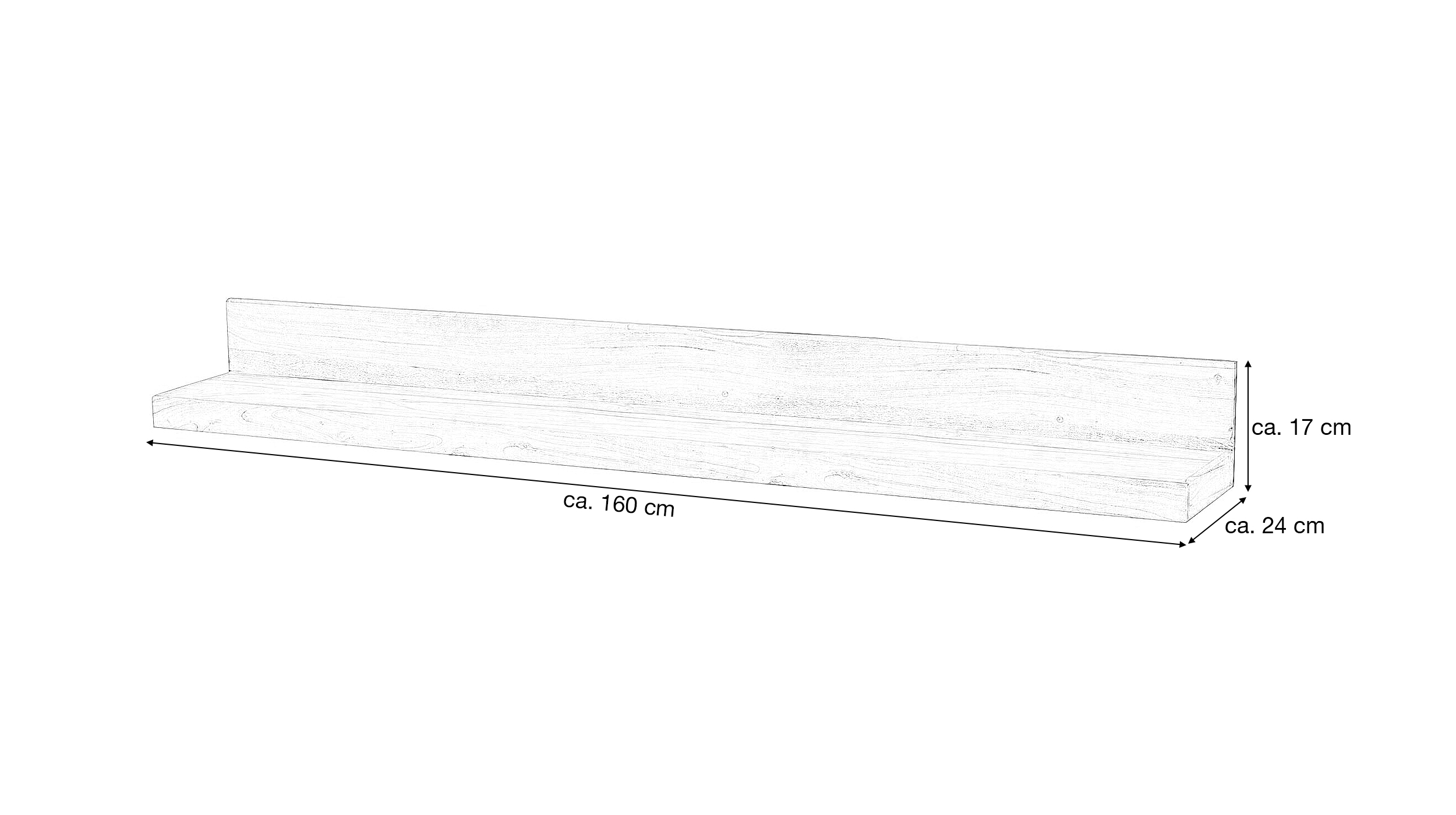 Wandboard Sheesham massiv gebeizt - 160 cm - MIKKEL