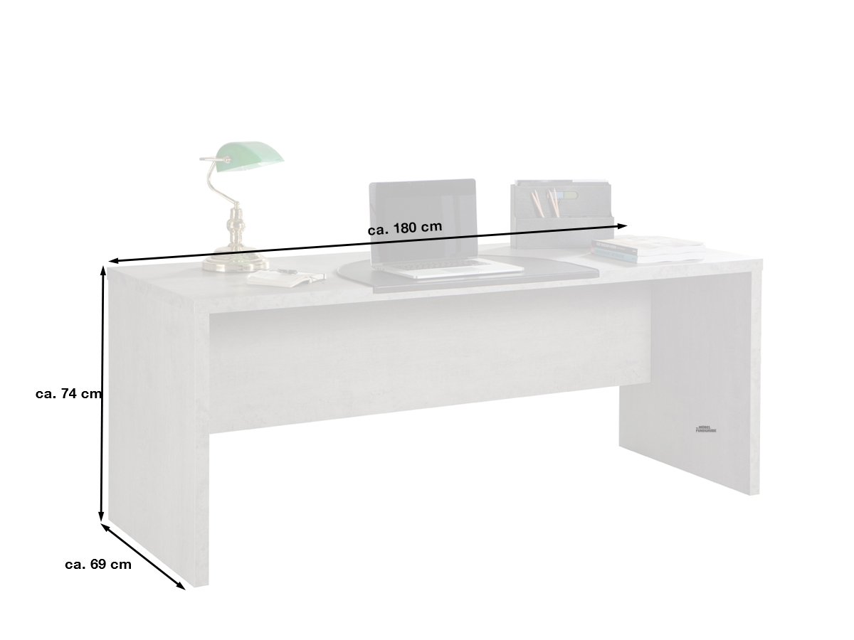 Schreibtisch in Betonoptik 180 cm - PRATICO
