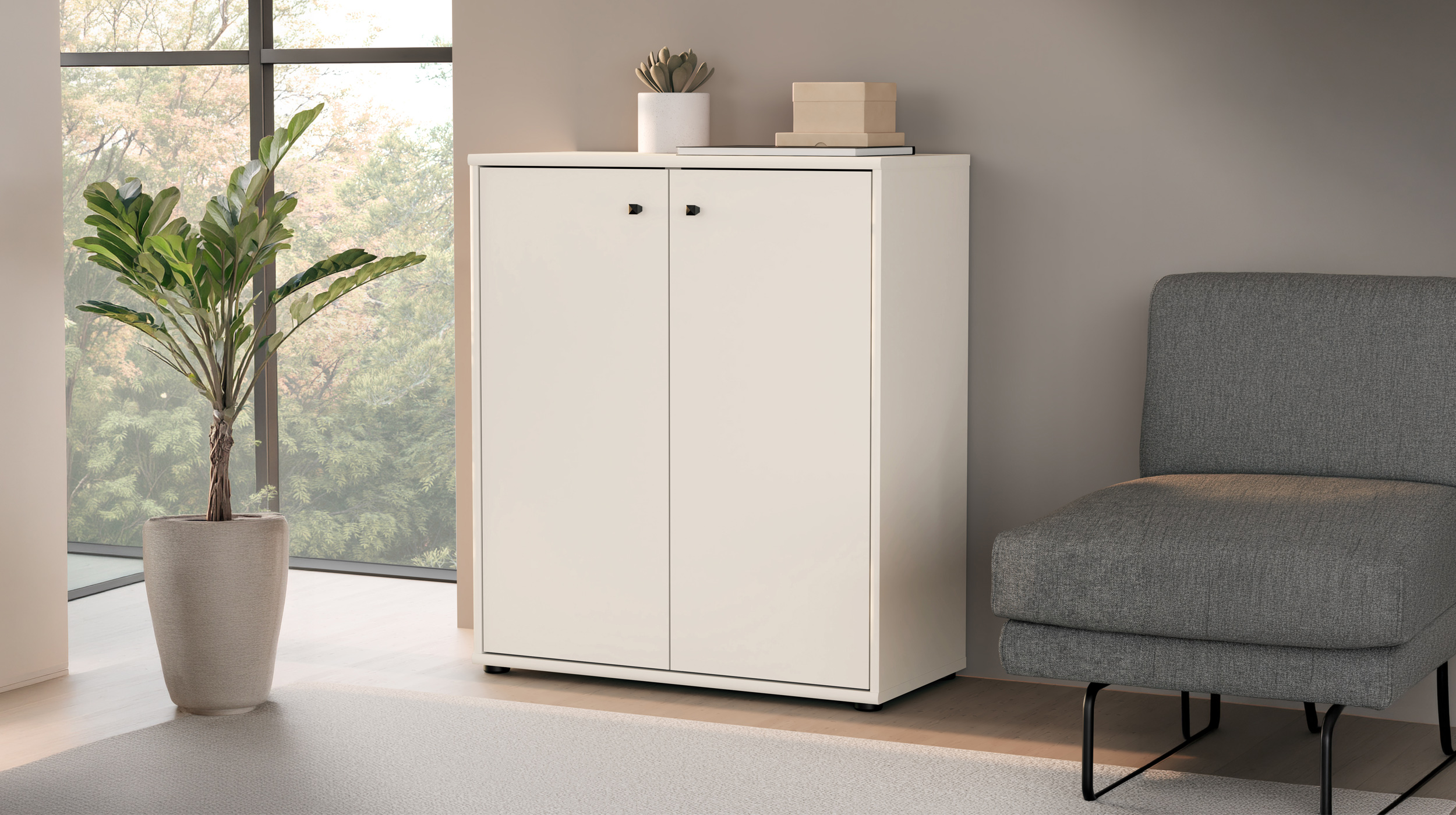 Kommode beige 86 cm - 2-türig - TEMPRA