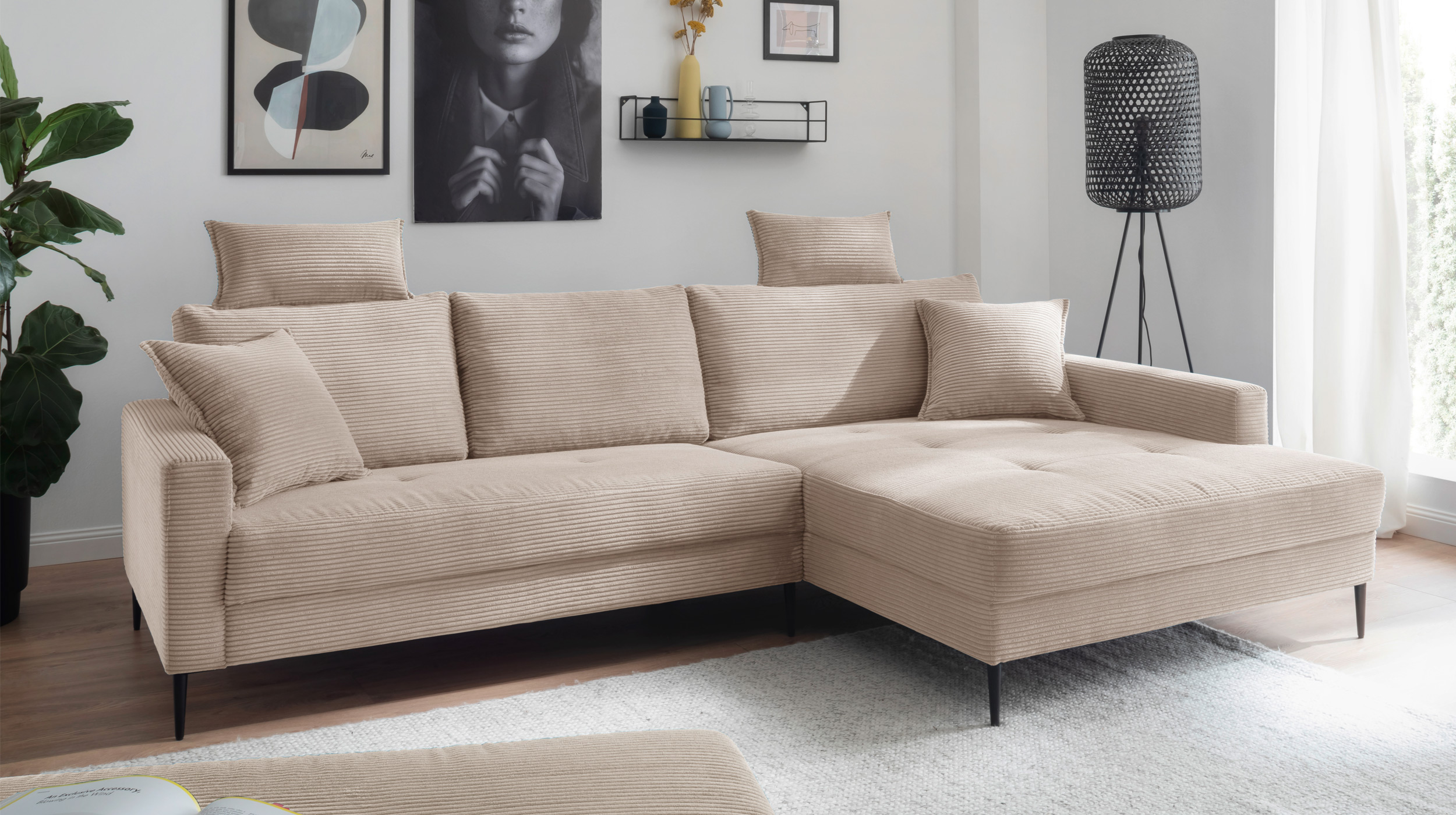 Kopfstütze Cord beige - 75 x 52 cm - SUMMER