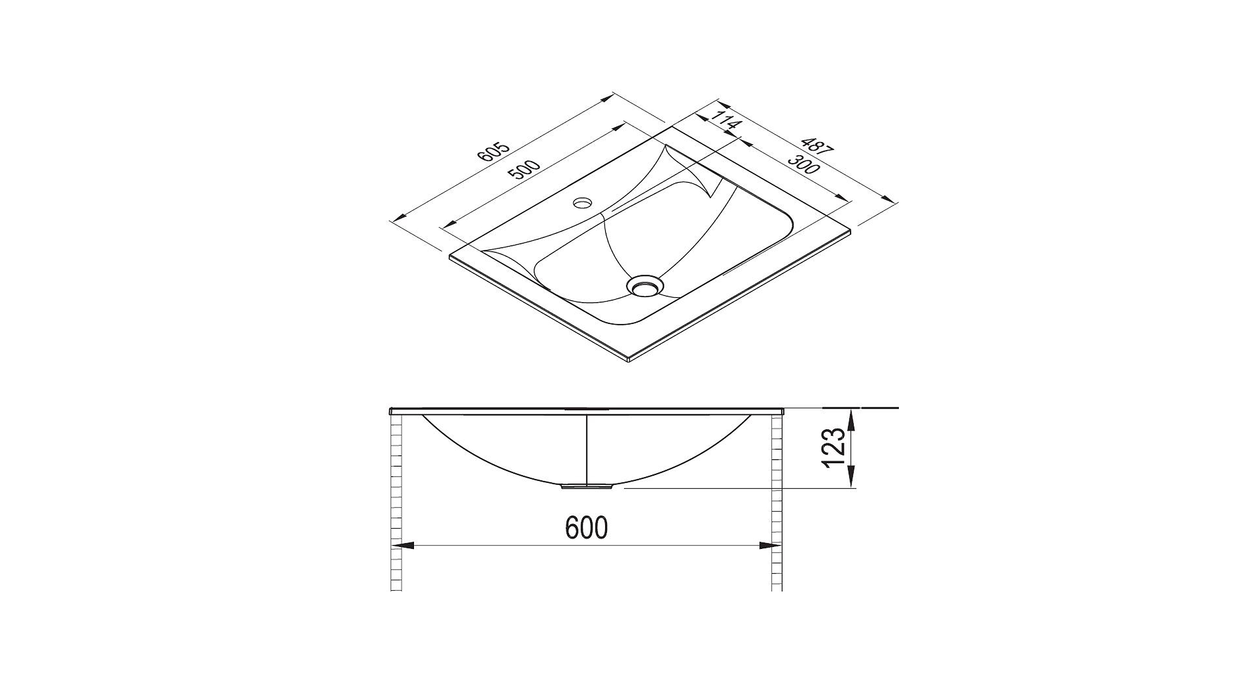 Badmöbel-Set weiß Glanz - 2-Teile - Nobilia Waschtisch 60 cm - FRANA