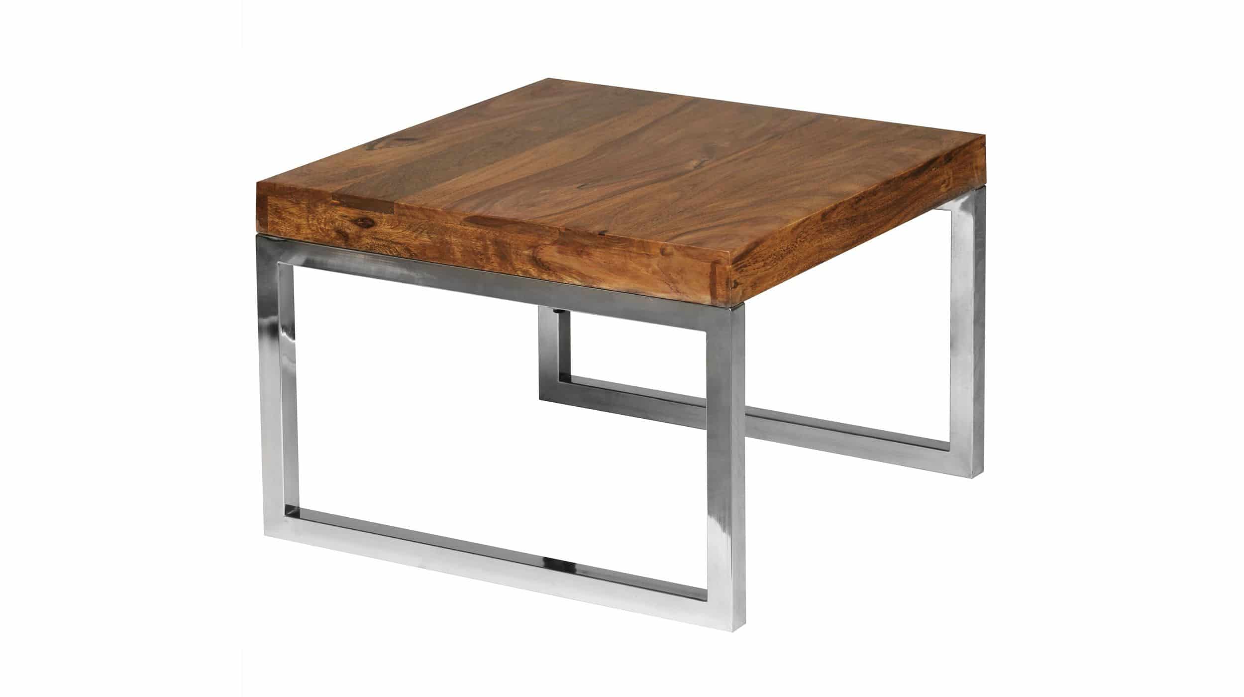 Beistelltisch Sheesham massiv 60 x 60 cm Metallgestell - GRETE