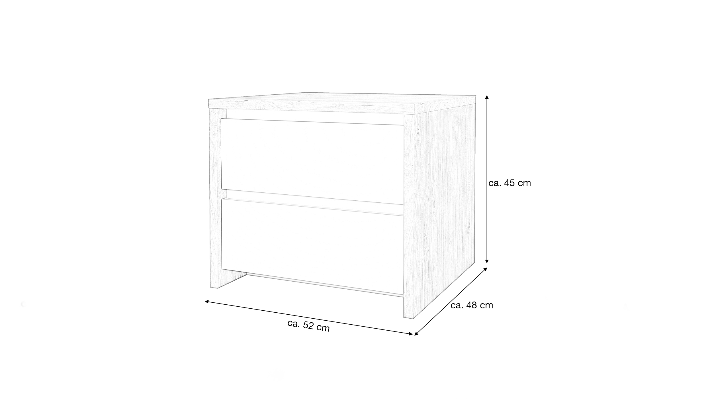 Nachttisch weiß hochglanz - Jackson Hickory 52 cm x 48 cm - NEXT