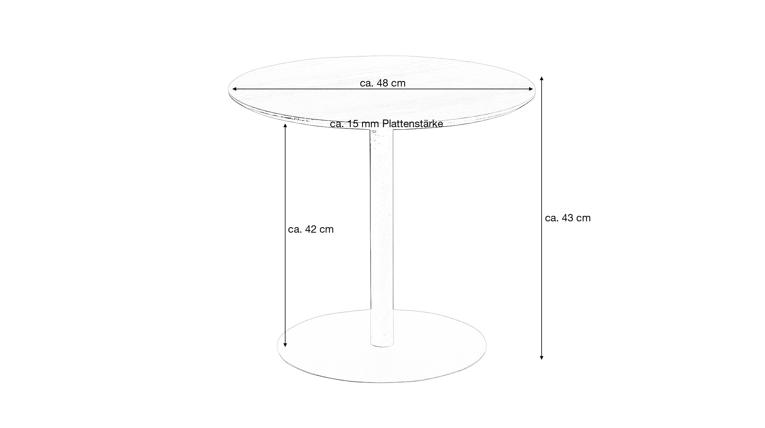 Couchtisch rund Esche 48 cm x 48 cm Wohnzimmertisch - IDA