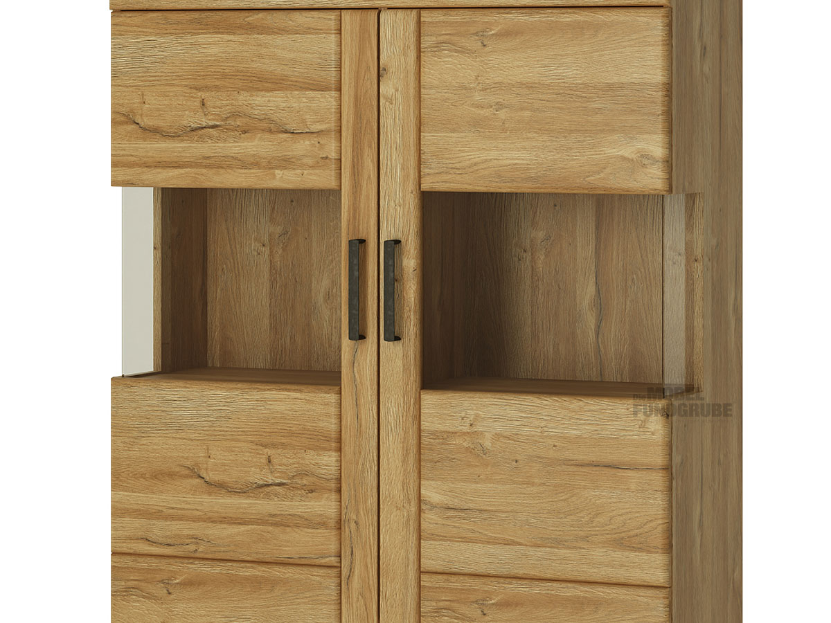 Vitrine mit 2 Glastüren Grandson Eiche Breite 102 cm - CORTINA