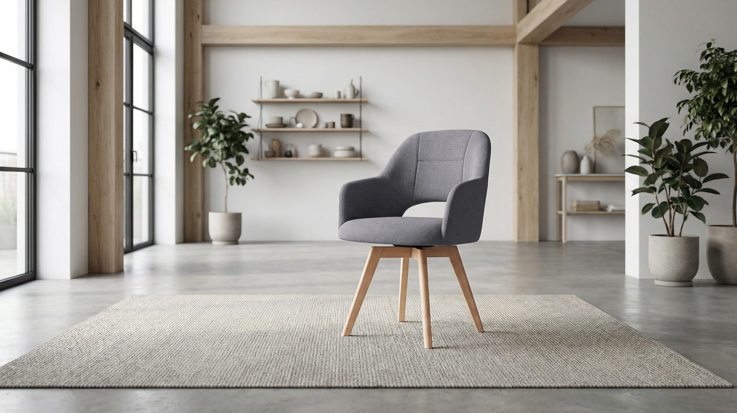 Armlehnstuhl grau Drehstuhl Microfaser Webstoff - STADE