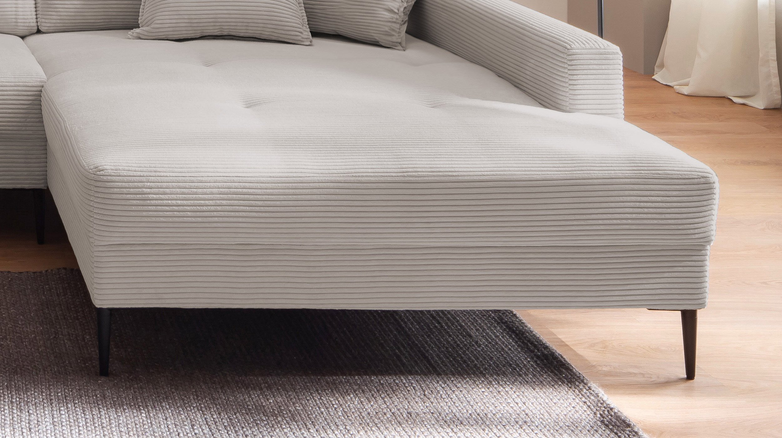 Wohnlandschaft Cord hellgrau - 360 cm - SUMMER 