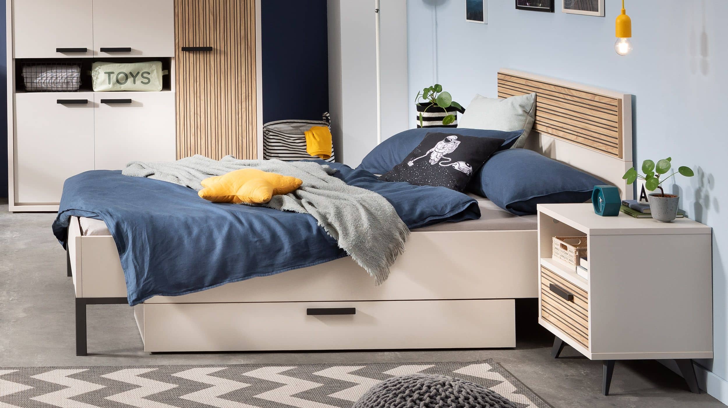Jugendbett 120 x 200 cm Eiche - beige - BRAVO 