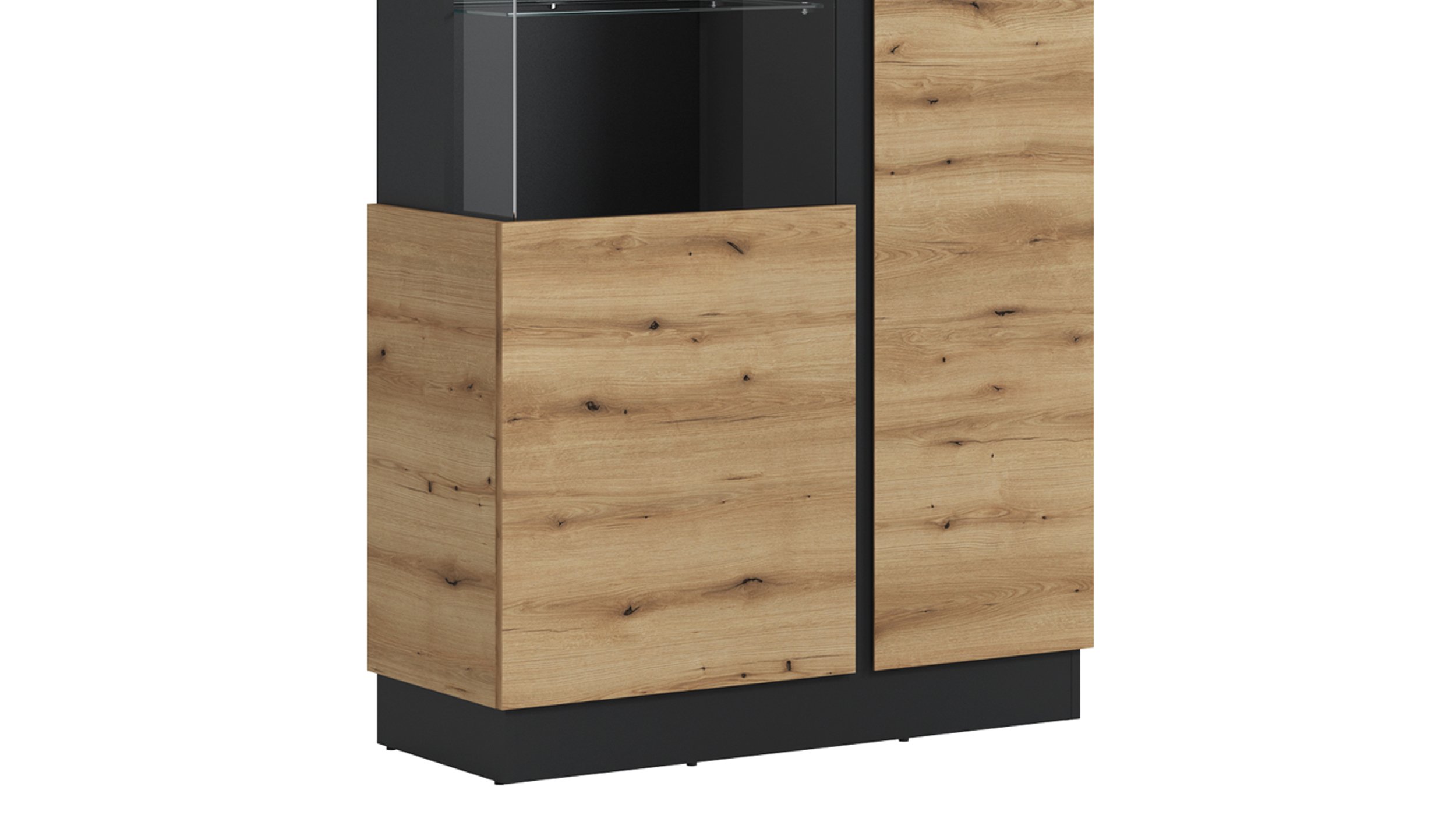 Vitrine mit Glastür Coast Evoke Eiche - grau Breite 104 cm - CORTE