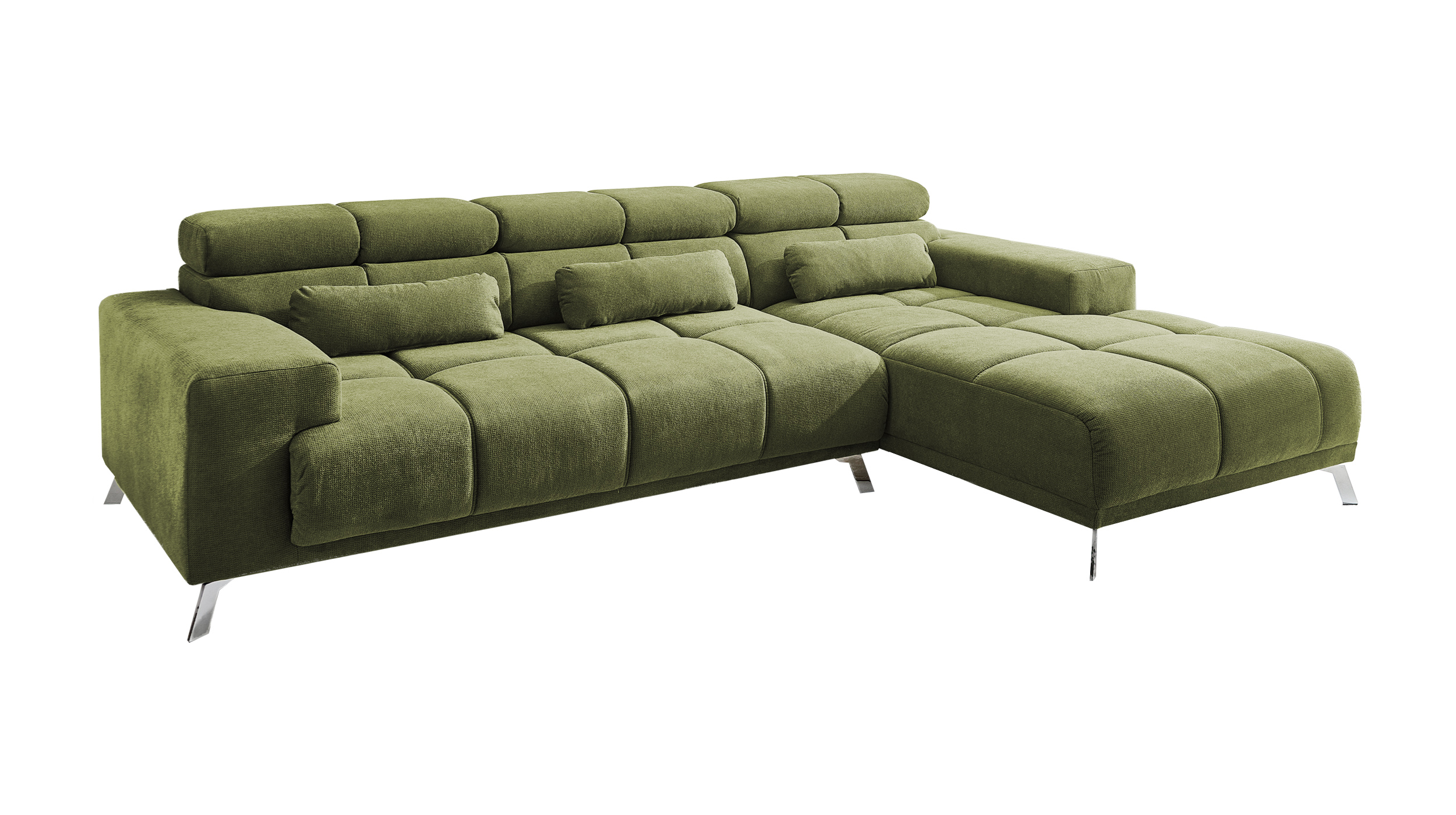 Ecksofa grün ausziehbar - Sitztiefenverstellung 285 cm - OT rechts - SPEED