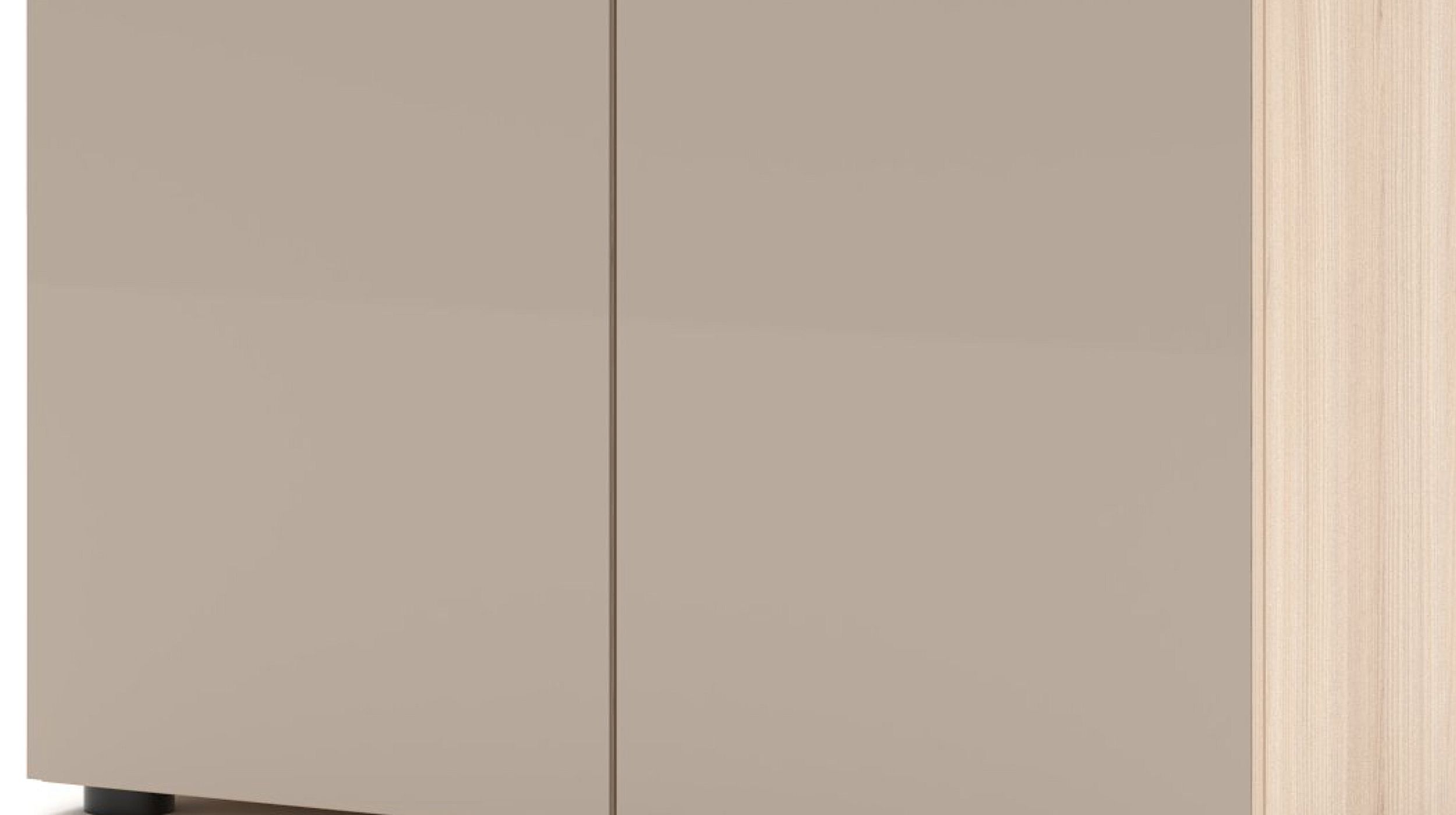 Kommode mit Schublade beige Glasfront Eiche 80 cm - SANTORIN