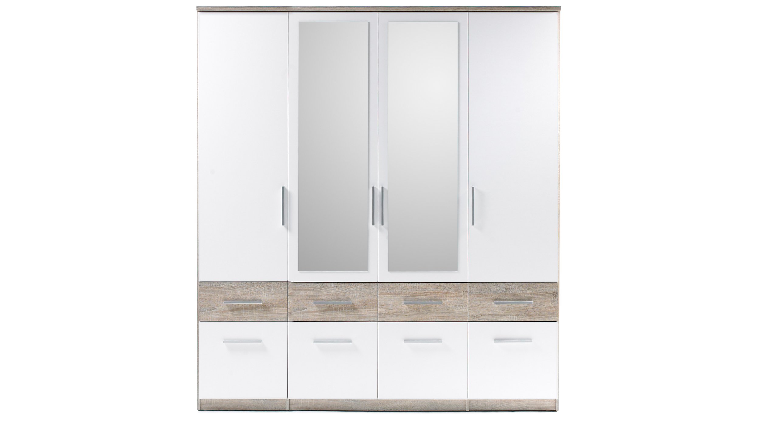 Kleiderschrank mit Spiegel - Sonoma Eiche - weiß - 180 cm - BOX