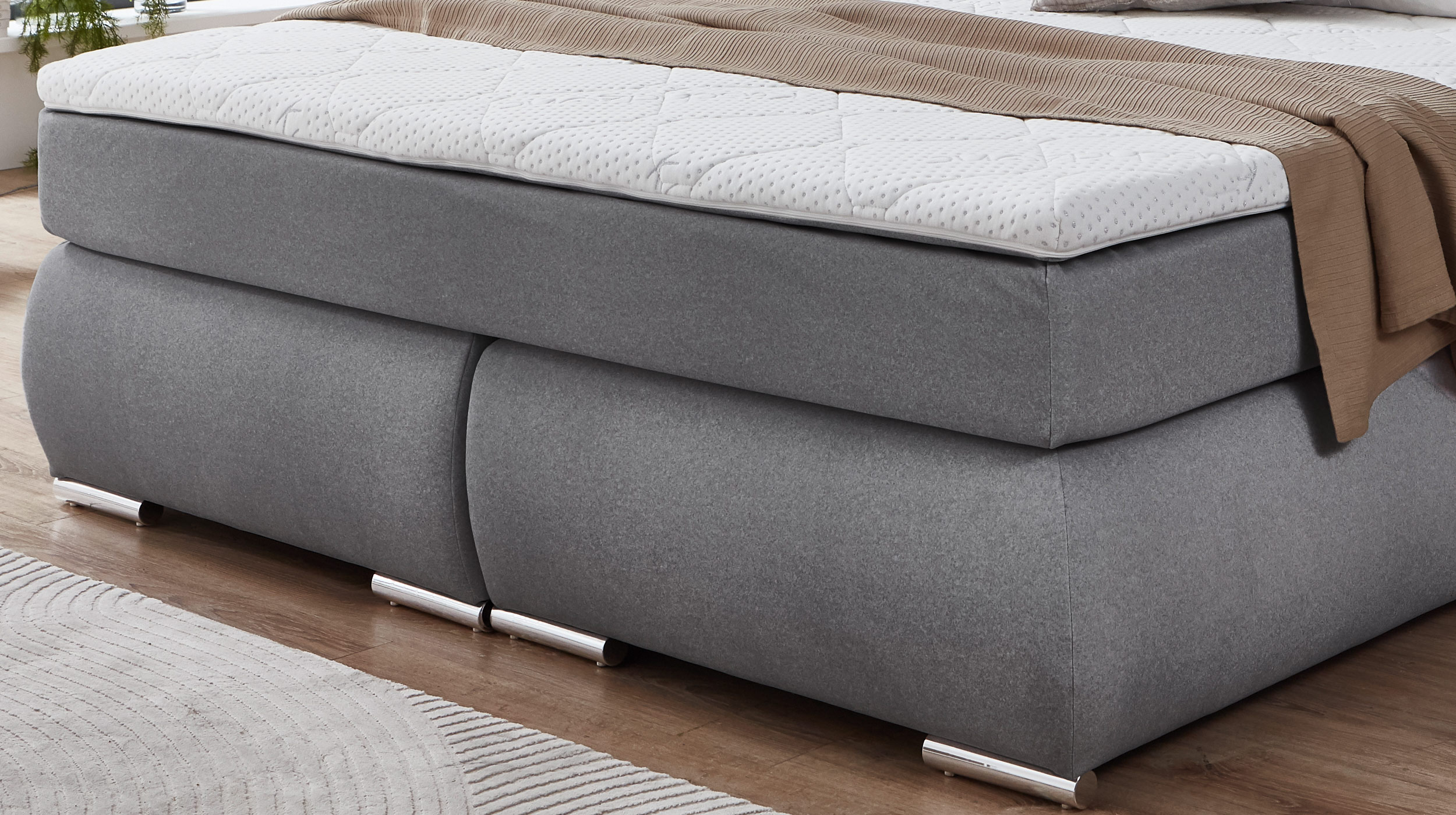 Boxspringbett 180 x 200 cm grau Microfaserbezug - GRAZ