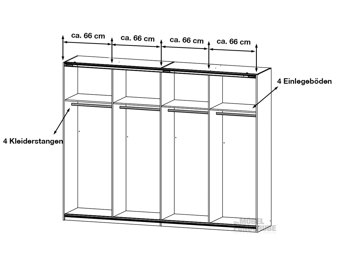 Schwebetürenschrank weiß Spiegel - 271 cm - rauch - SYNCRONO-A