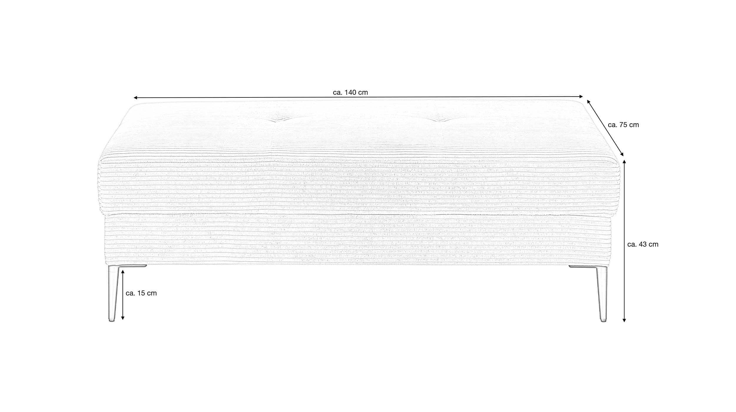 Hocker Sitzhocker 140 x 75 cm Cord pastellgrün - SUMMER