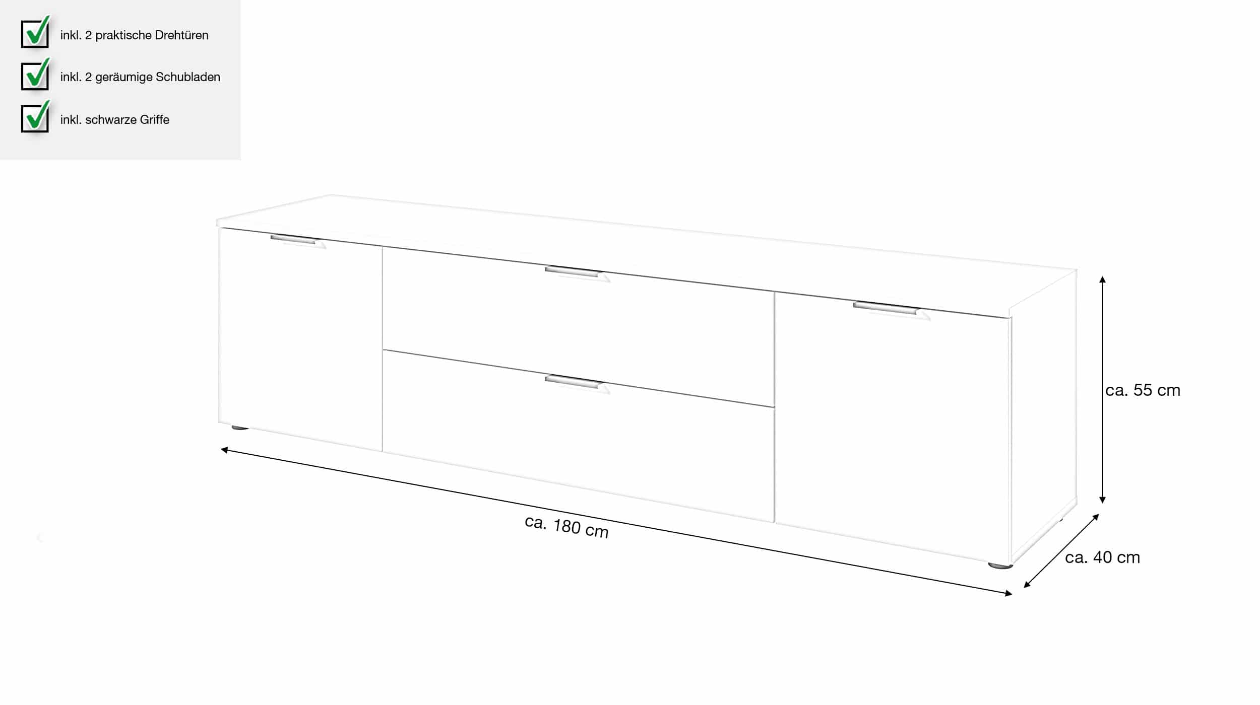 TV - Lowboard beige 180 cm TV-Board - LINZ